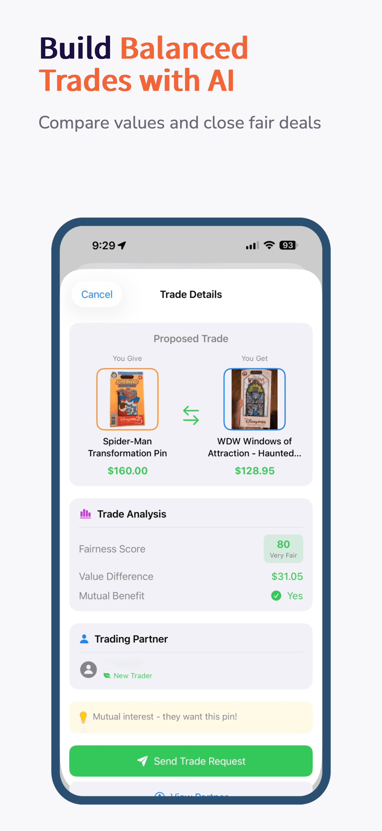 Pinsdex trade builder screen