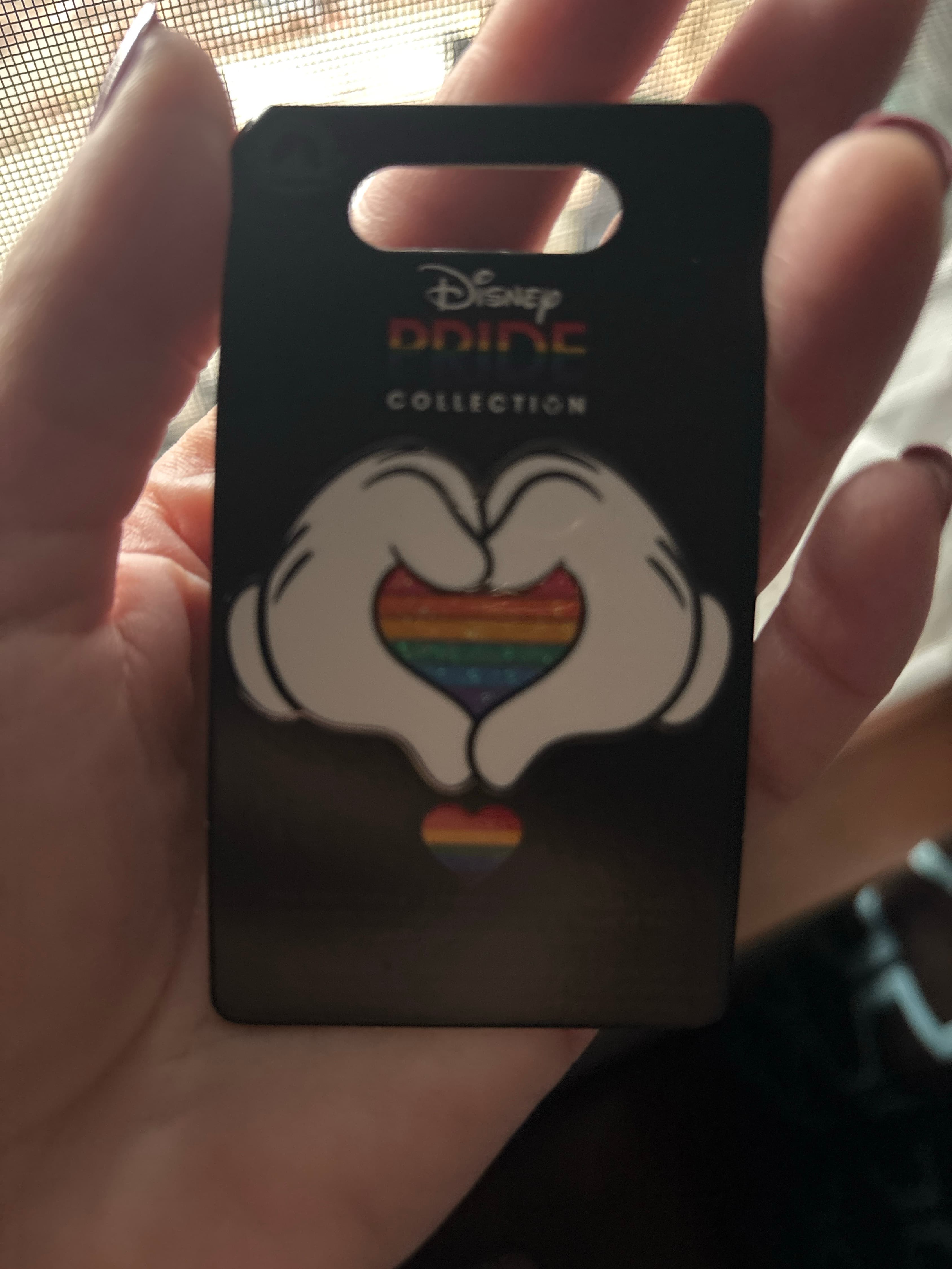 Pride LGBTQ Mickey Hands with Glittery Heart front