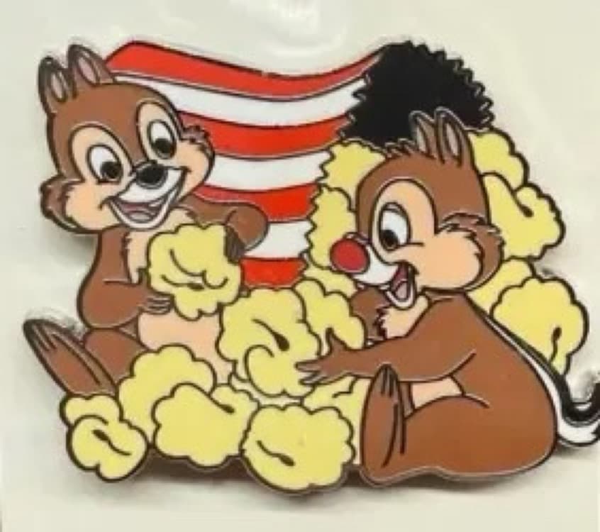 Chip and Dale with Popcorn and Striped Background