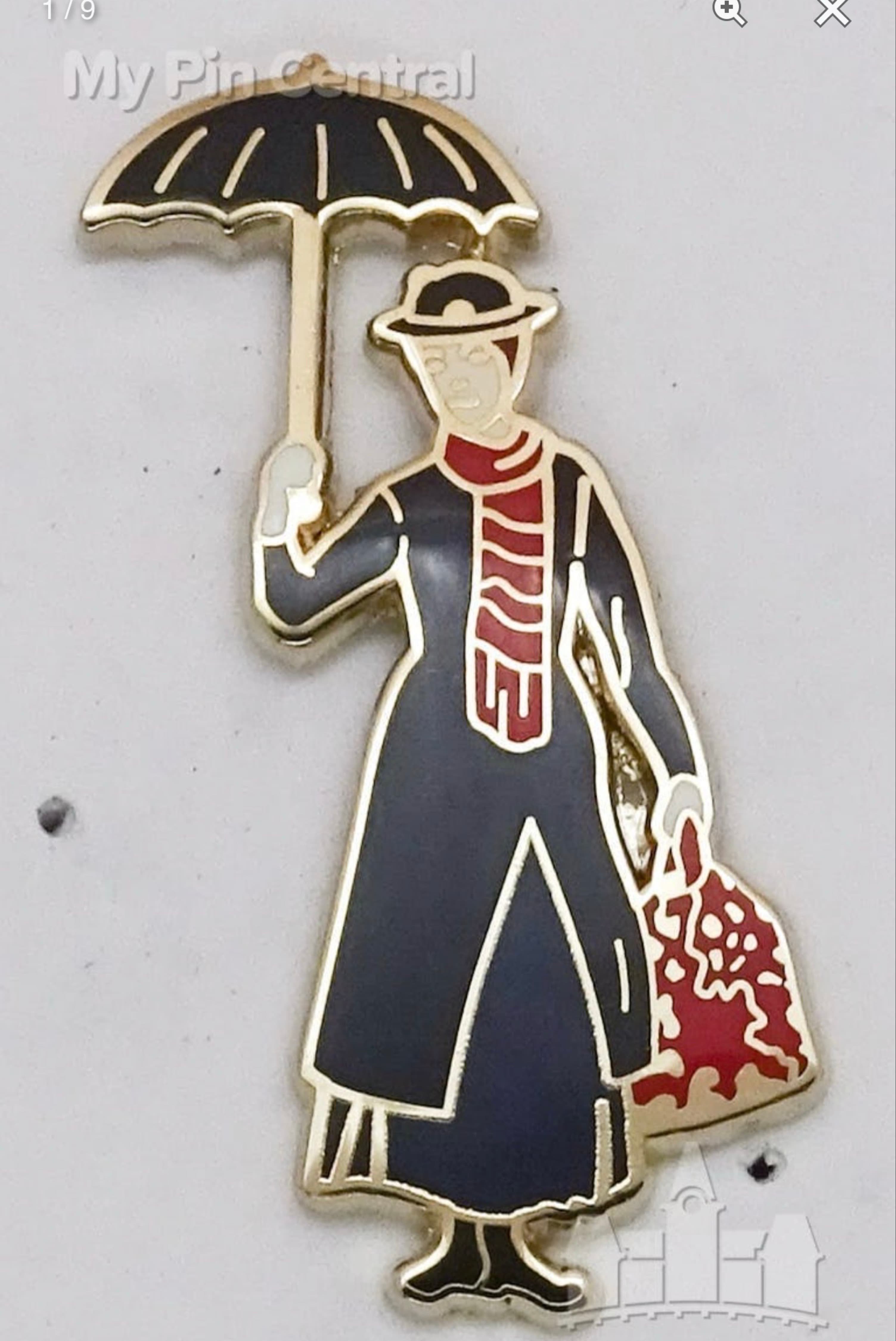 Mary Poppins Umbrella Carpet Bag Hat Pin