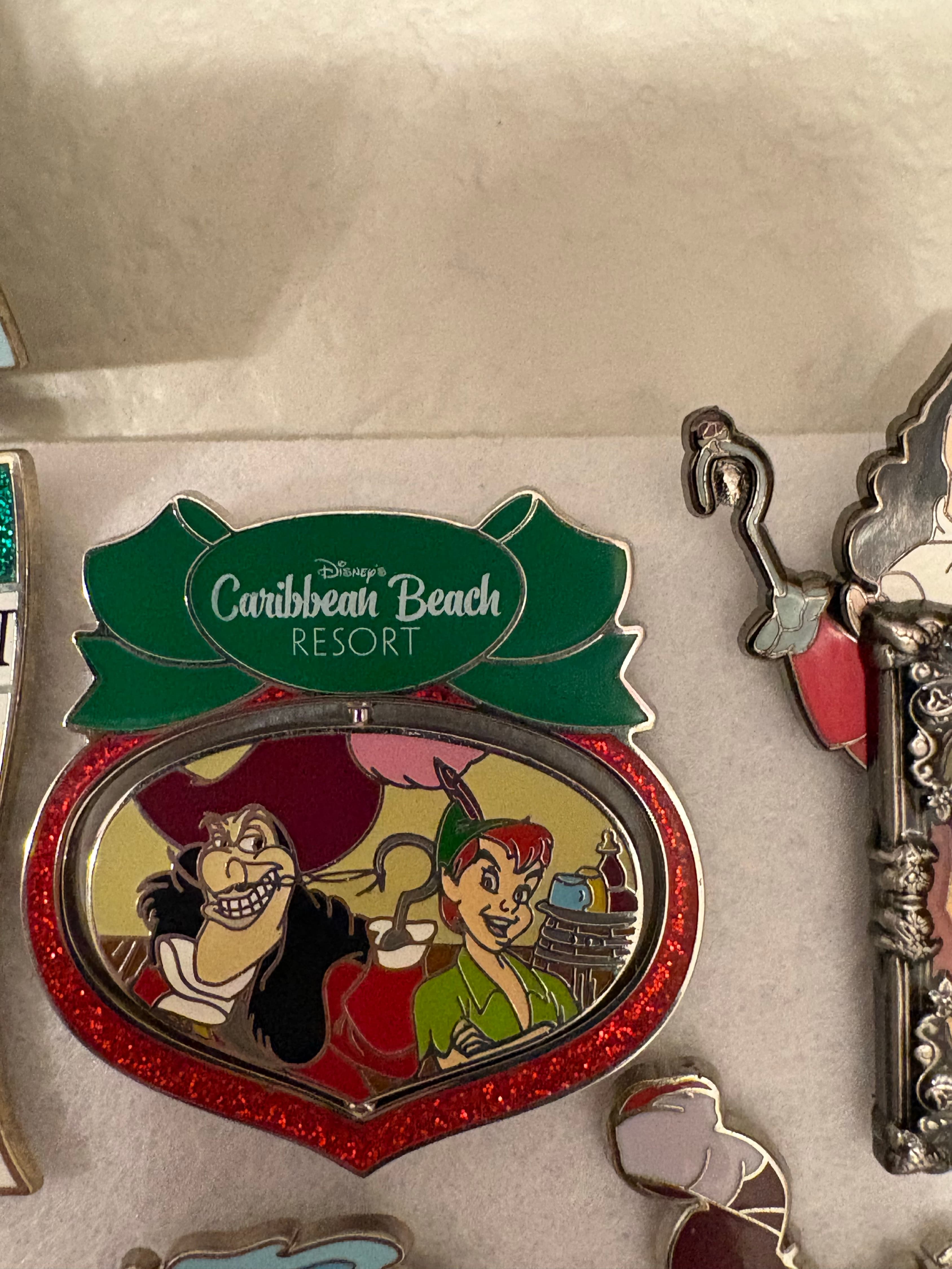 Disney Caribbean Beach Resort Happy Holidays Peter Pan & Captain Hook Spinner Pin 2022