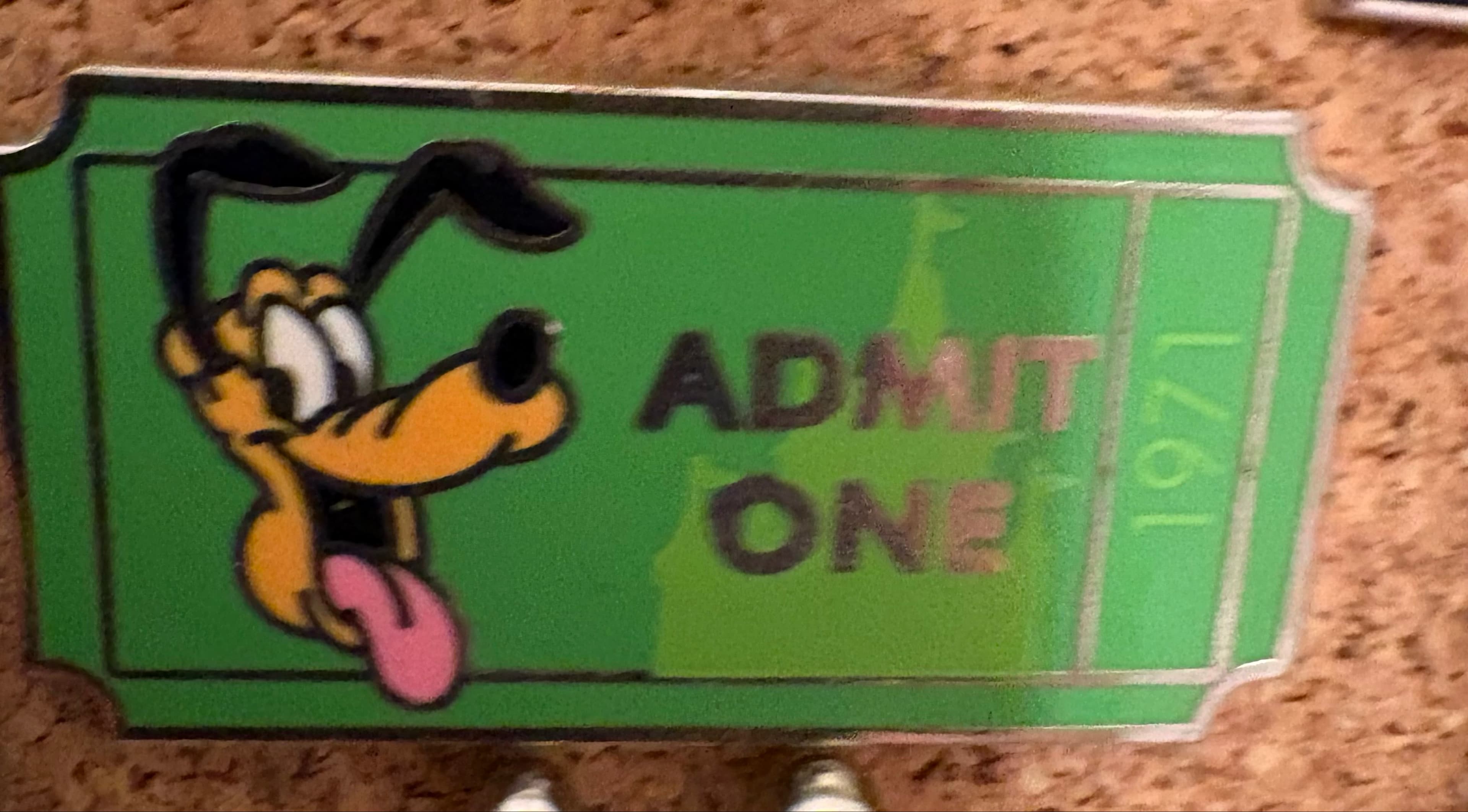 Pluto Admit One Ticket 1971 Pin