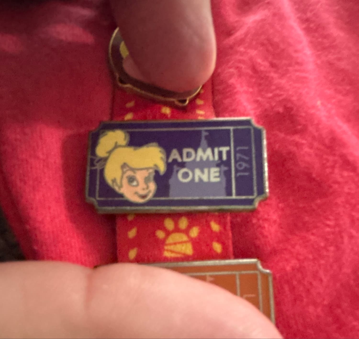 Tinker Bell Admit One 1971 Ticket Pin