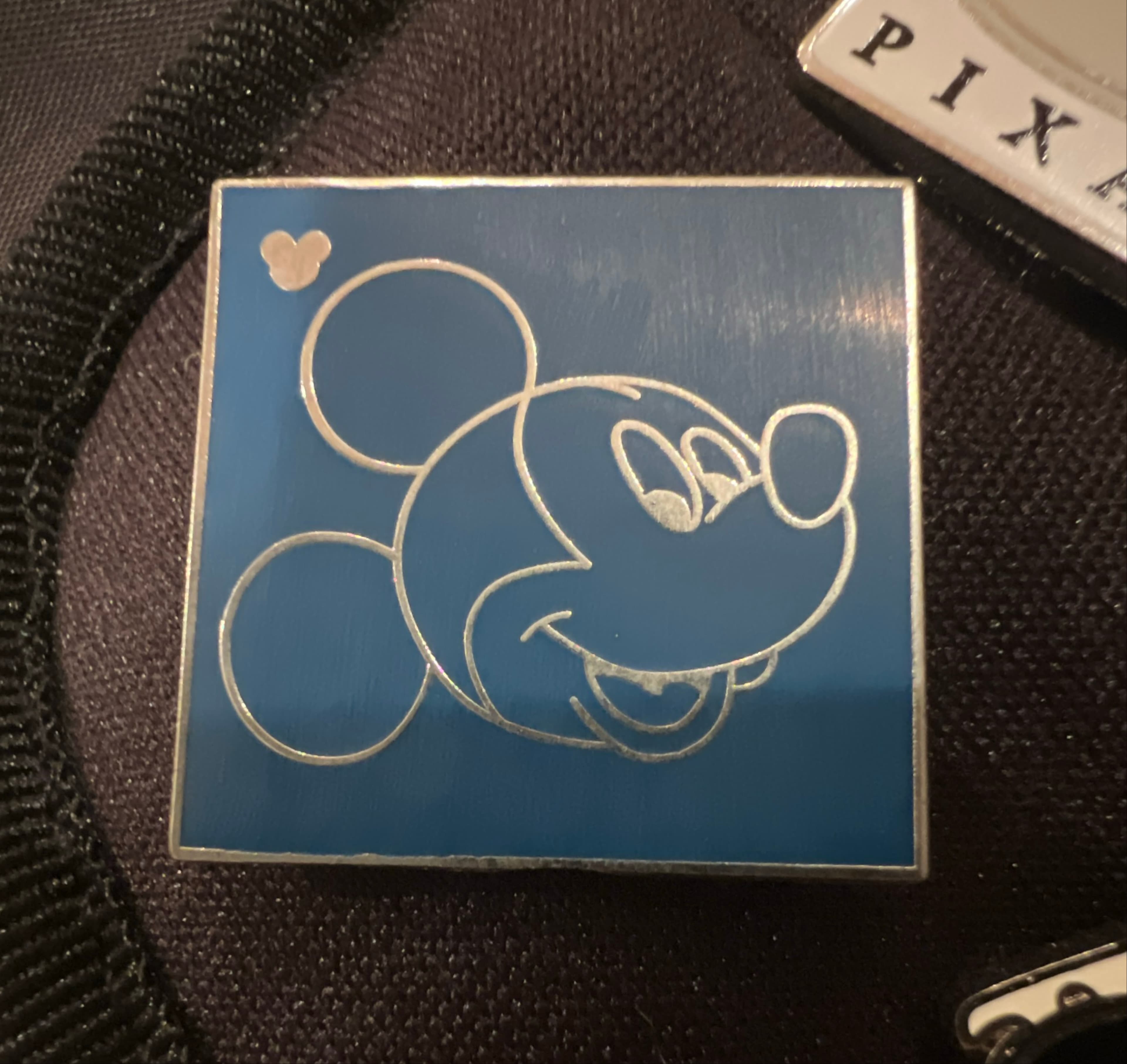 Mickey Mouse Head Profile Blue Square with Heart