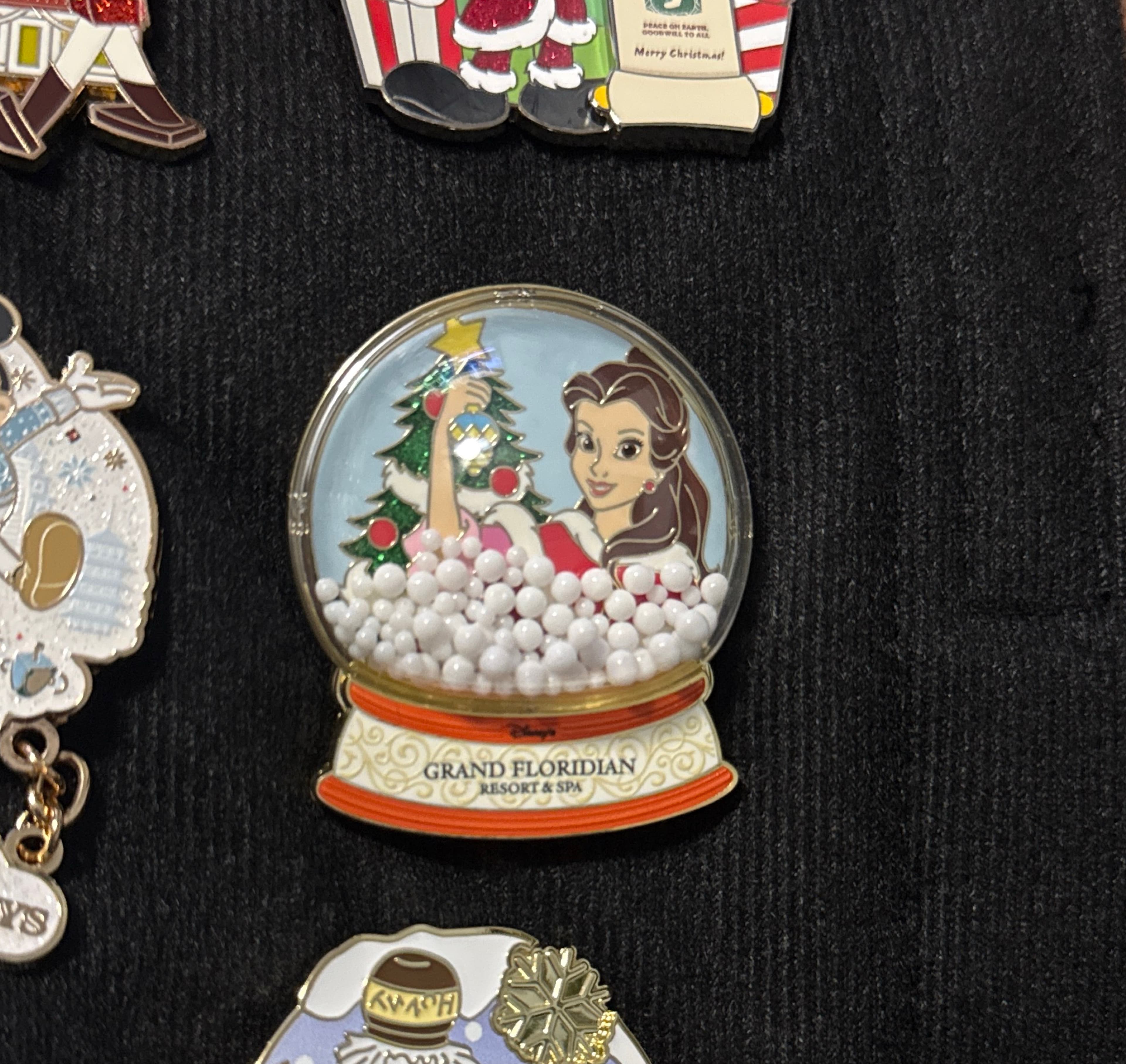 Belle Grand Floridian Resort 2025 Happy Holidays Snow Globe Pin