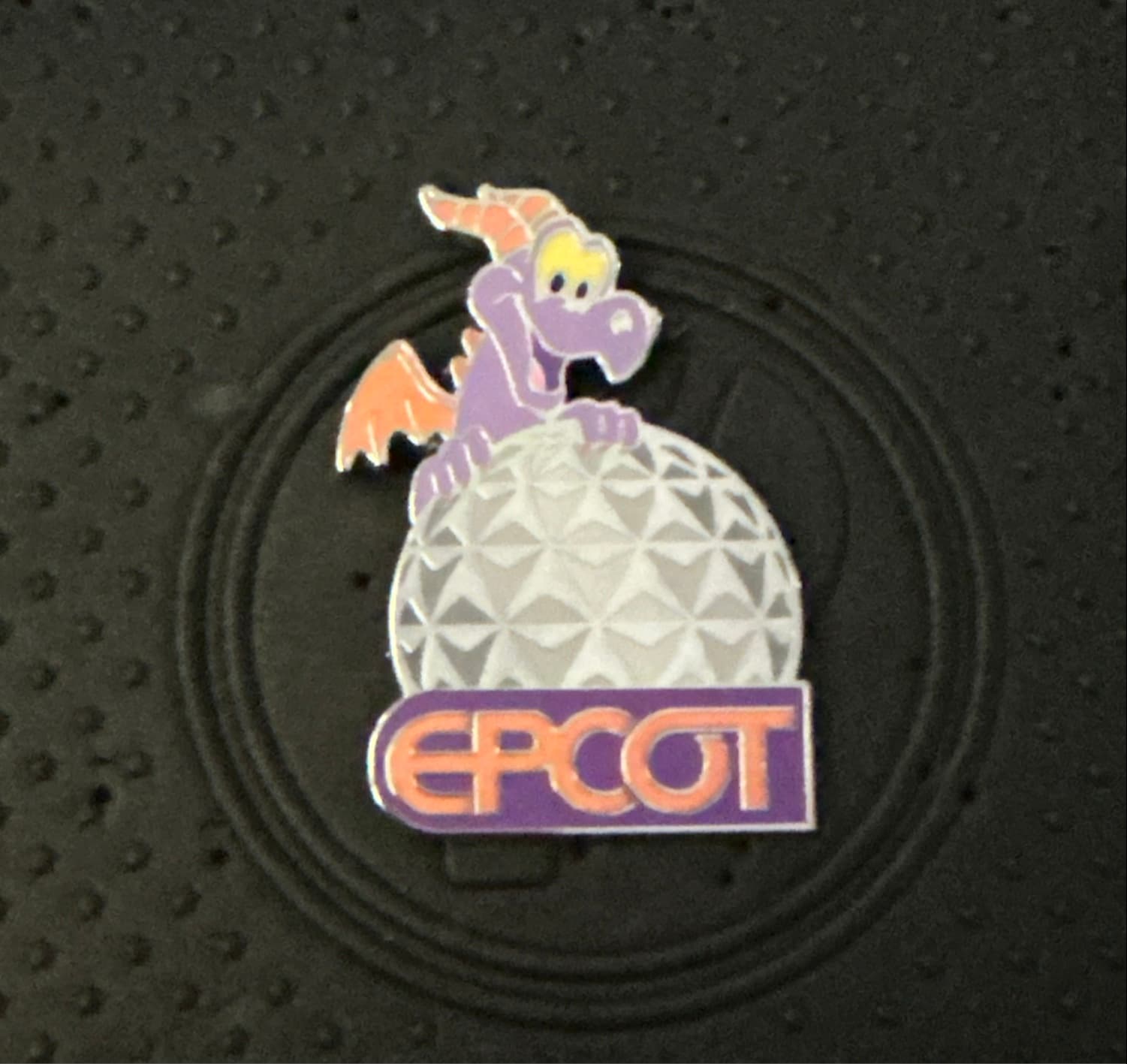 Figment with Spaceship Earth and Epcot Logo