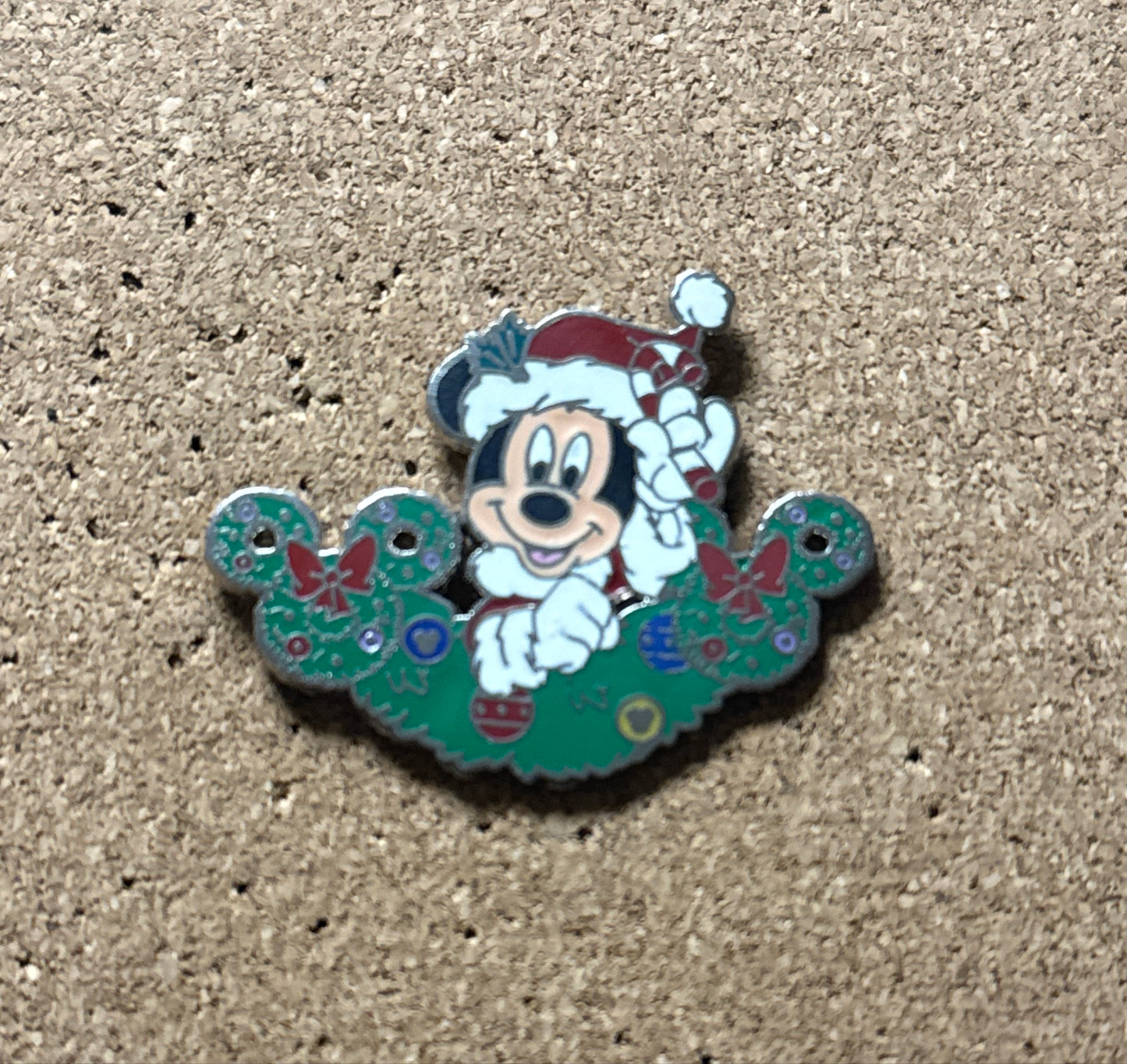 Santa Mickey in Wreath with Candy Cane - Holiday Pin Collection