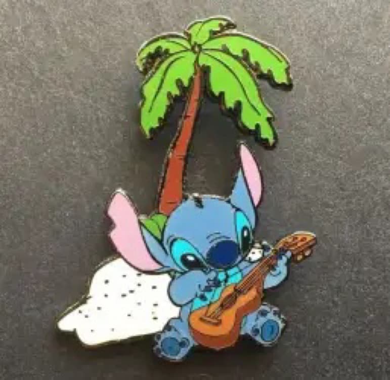 Stitch Playing the Ukulele Under a Palm Tree front