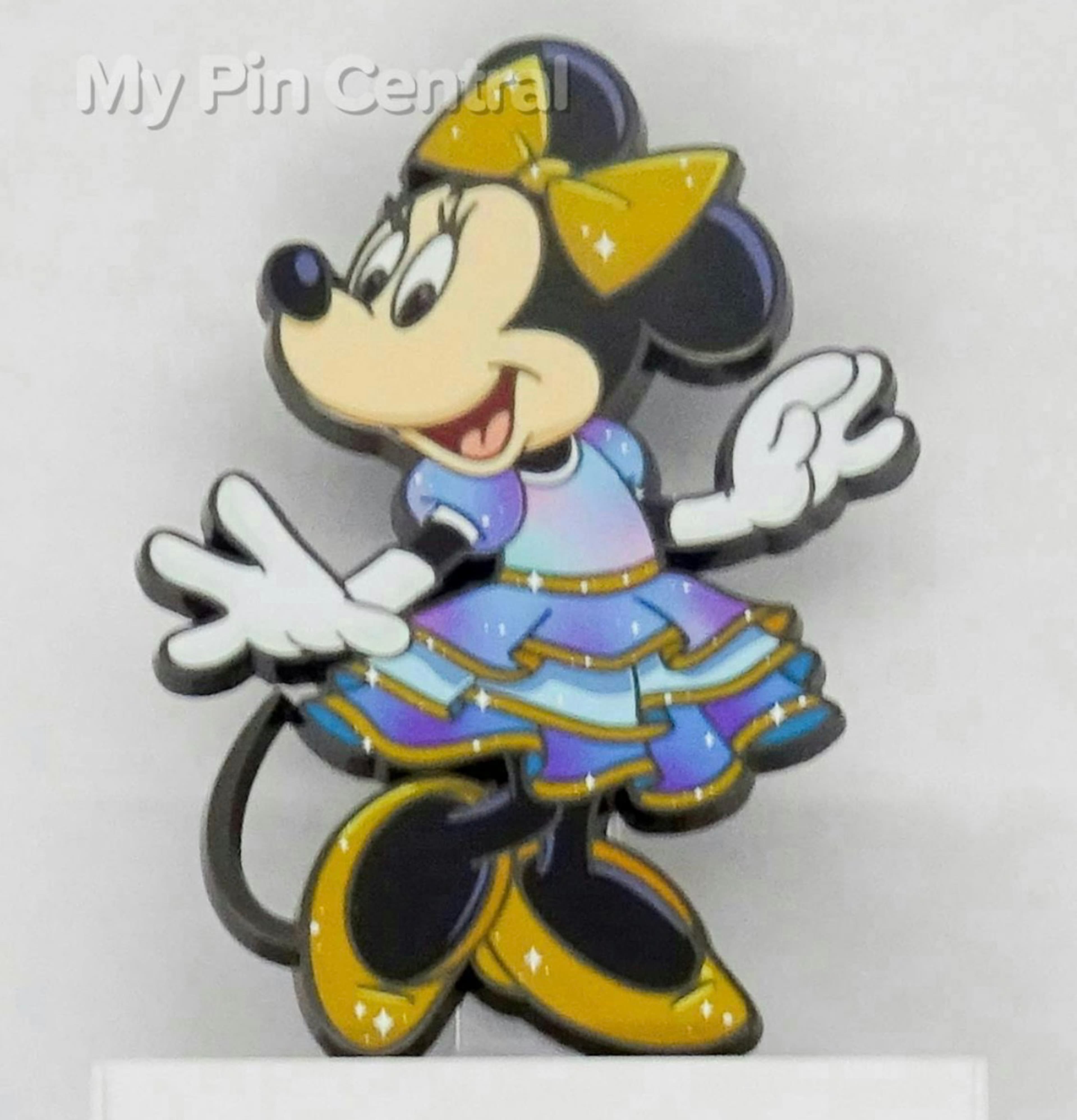 Minnie Mouse Blue and Purple Tiered Glitter Dress Pin
