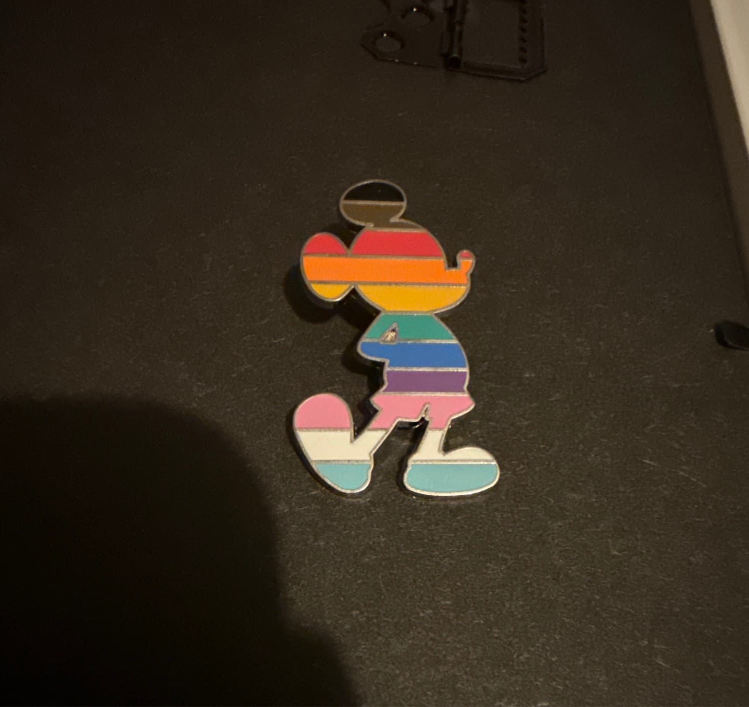 Mickey Mouse Silhouette Rainbow Striped Pin