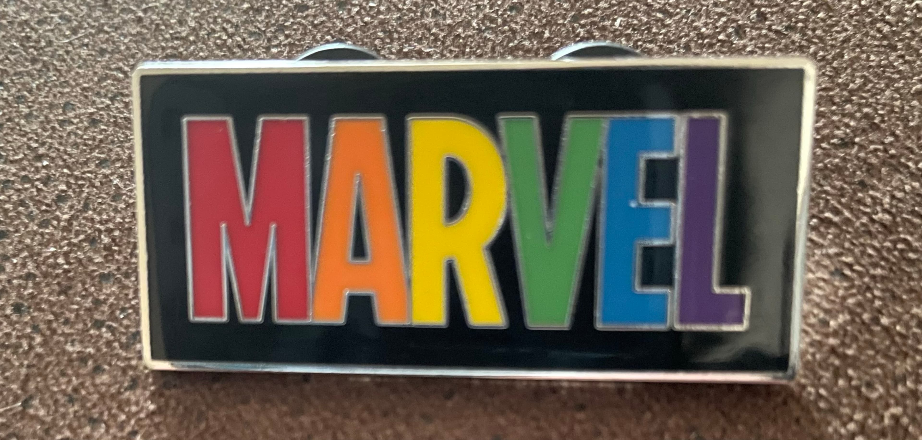 Marvel Logo Rainbow Pin front