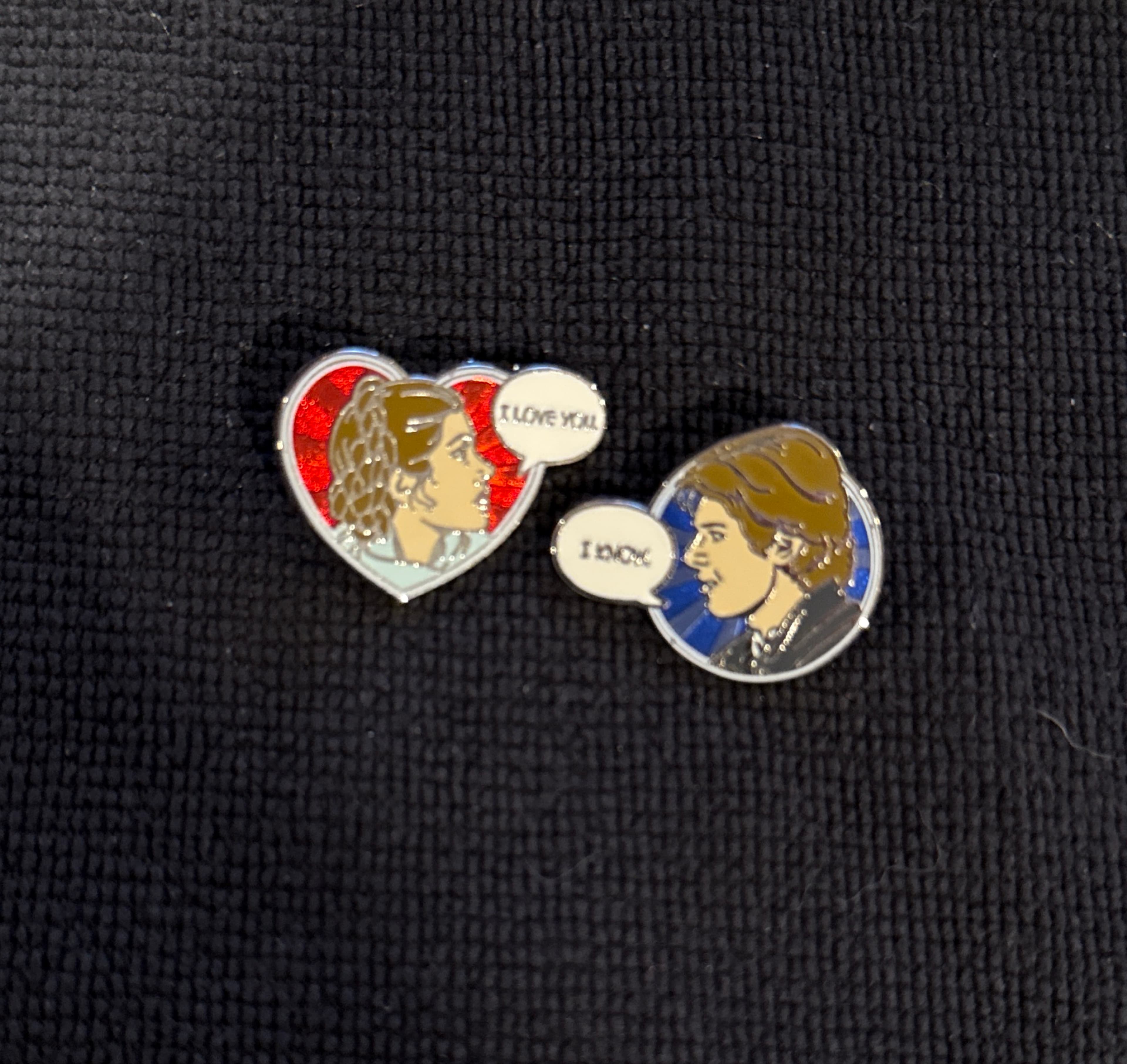 Star Wars: Han Solo & Princess Leia 'I Love You, I Know' Pin Set front