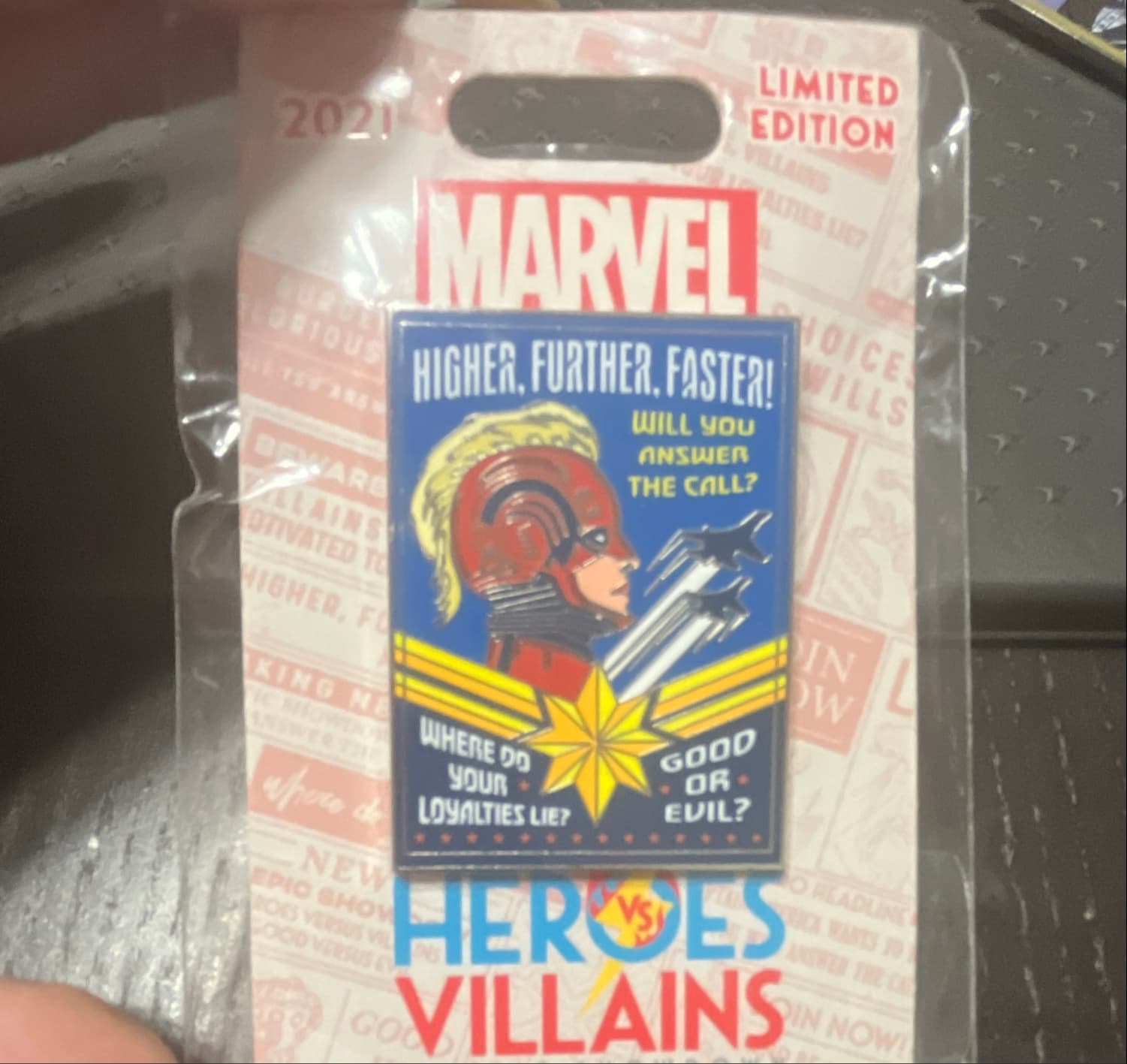 Captain Marvel 'Higher, Further, Faster!' Recruitment Poster Heroes vs Villains Pin