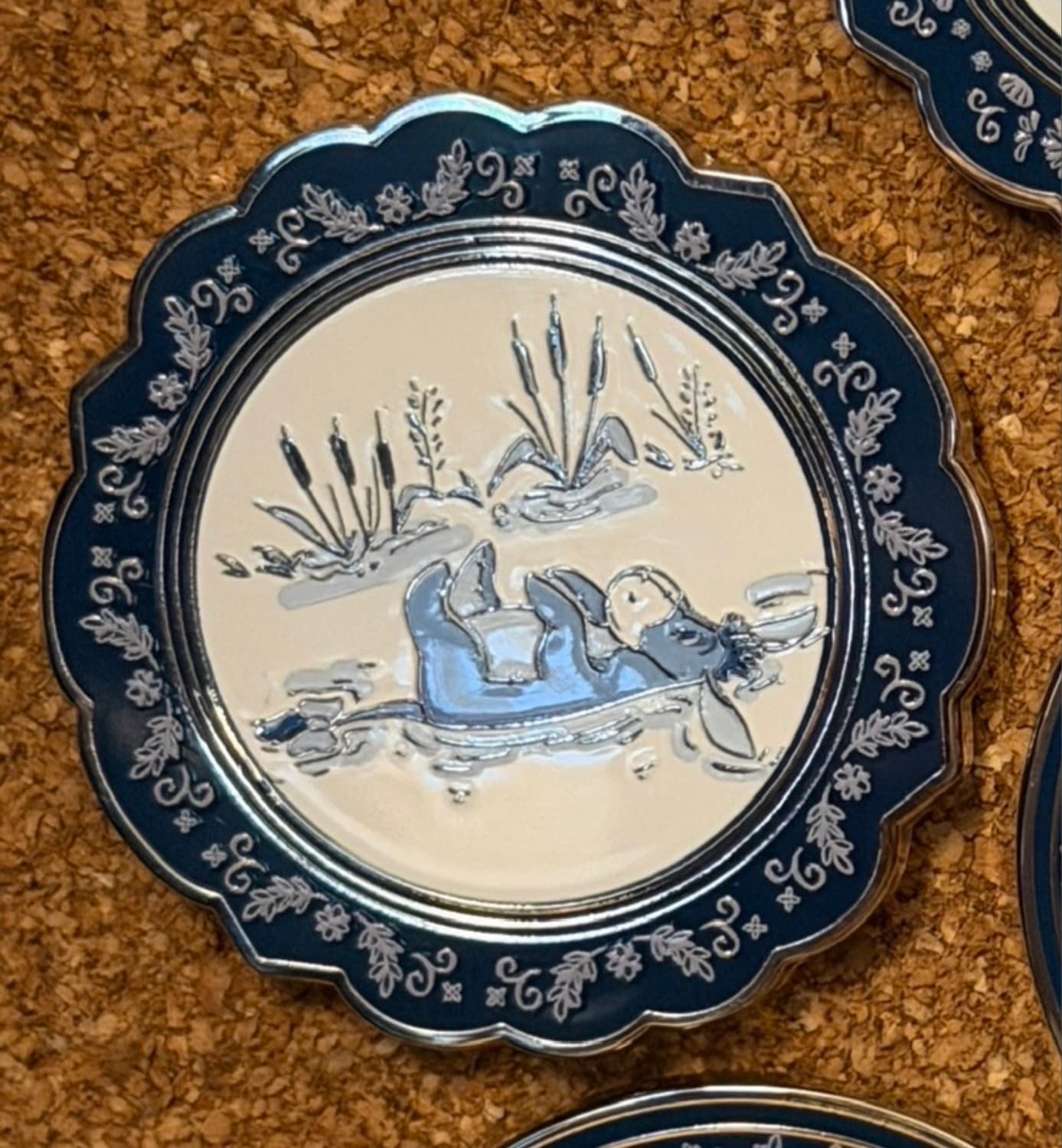 Winnie the Pooh Tonal Floral Blue Plates Mystery