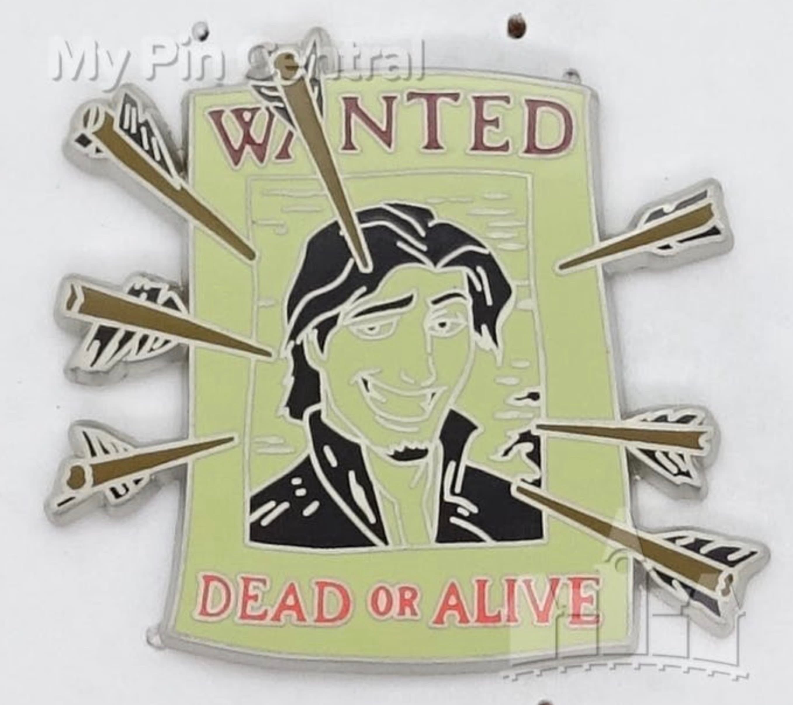 Flynn Rider Wanted Poster with Arrows Pin - Tangled front