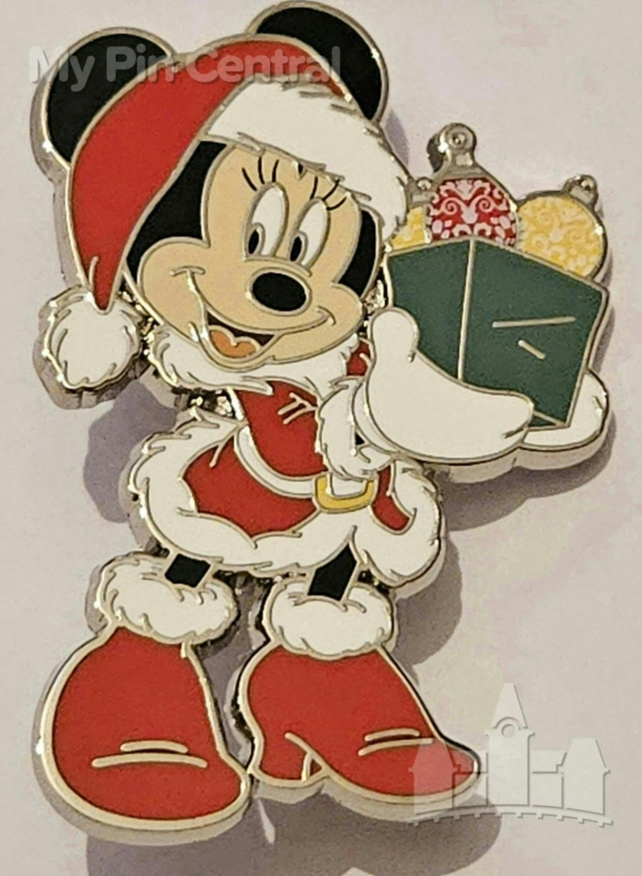 Santa Minnie Holding Box of Tree Ornaments