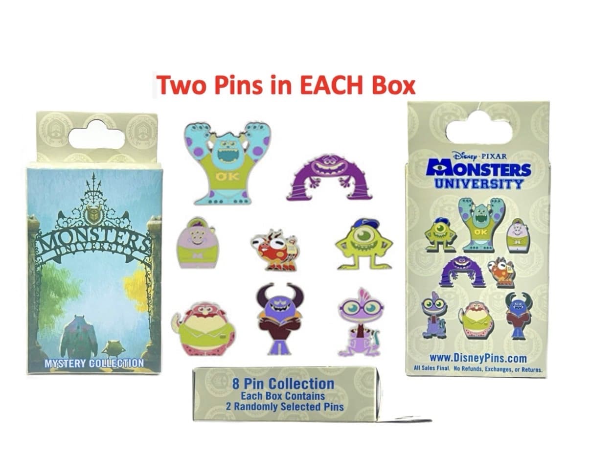 Disney Monsters University Mystery Pin Set (2 pins per box) Unopened box