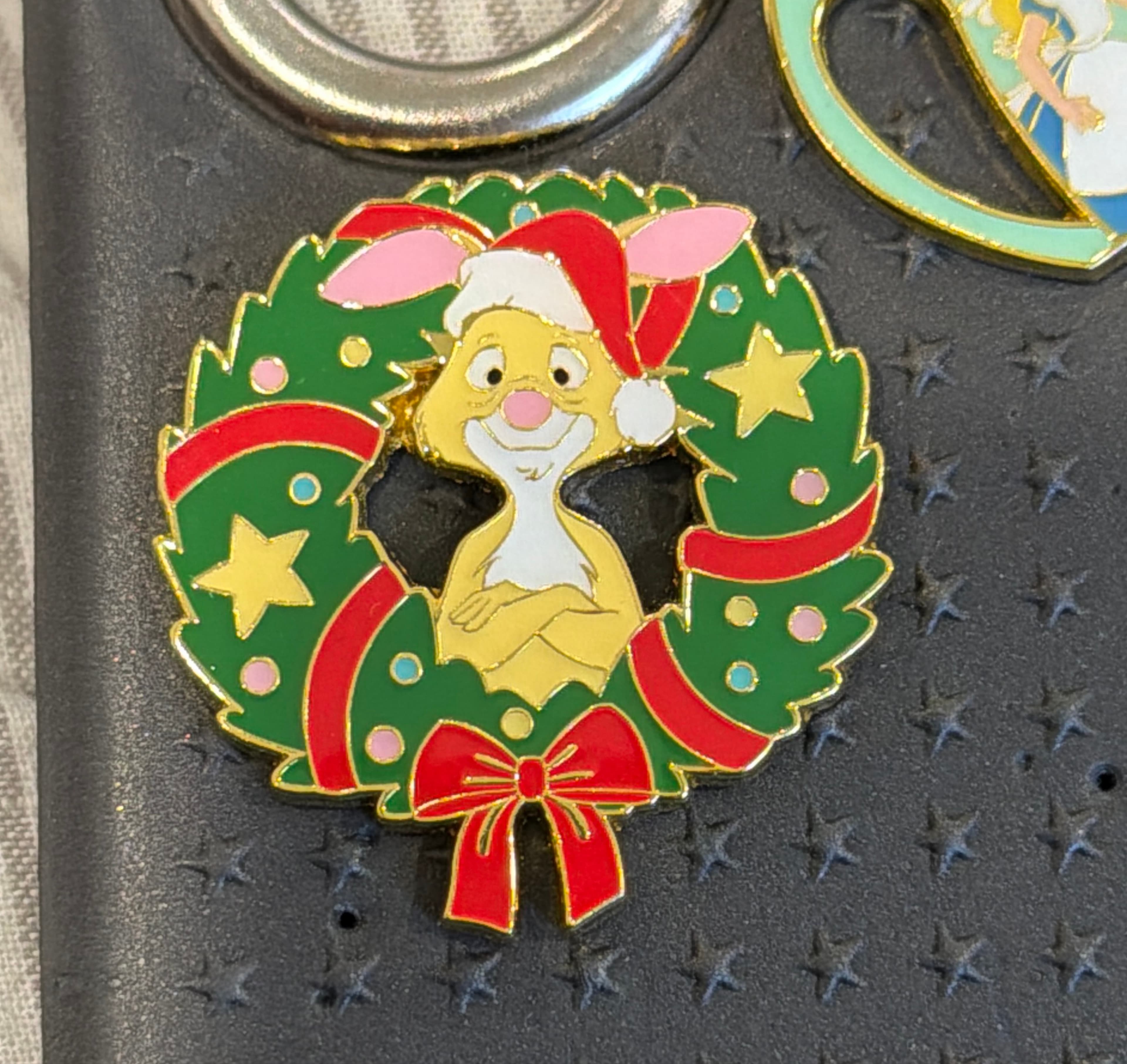 Rabbit Christmas Wreath Pin