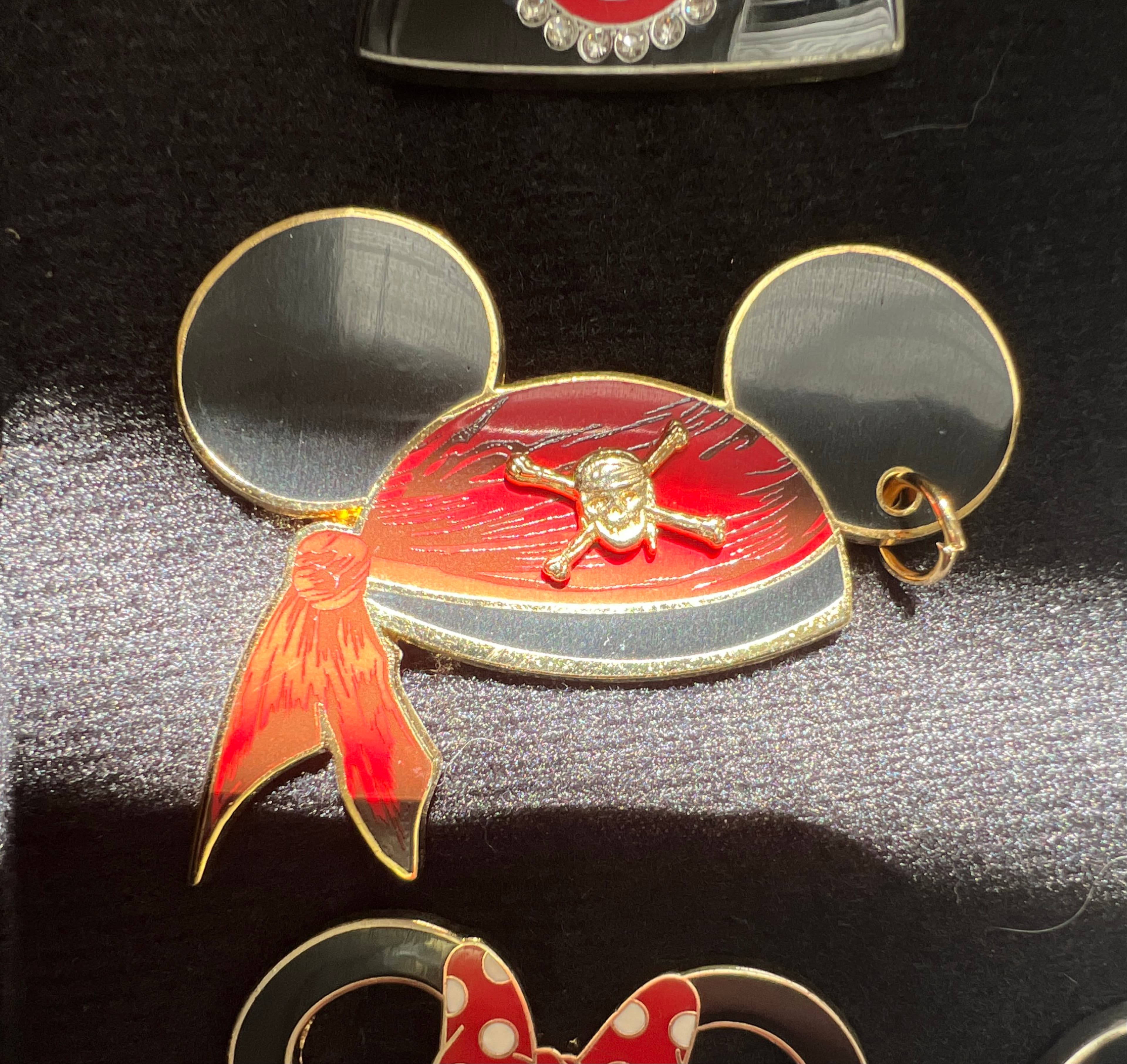 Mickey Mouse Head Pirate Bandana with Skull and Crossbones Pin front