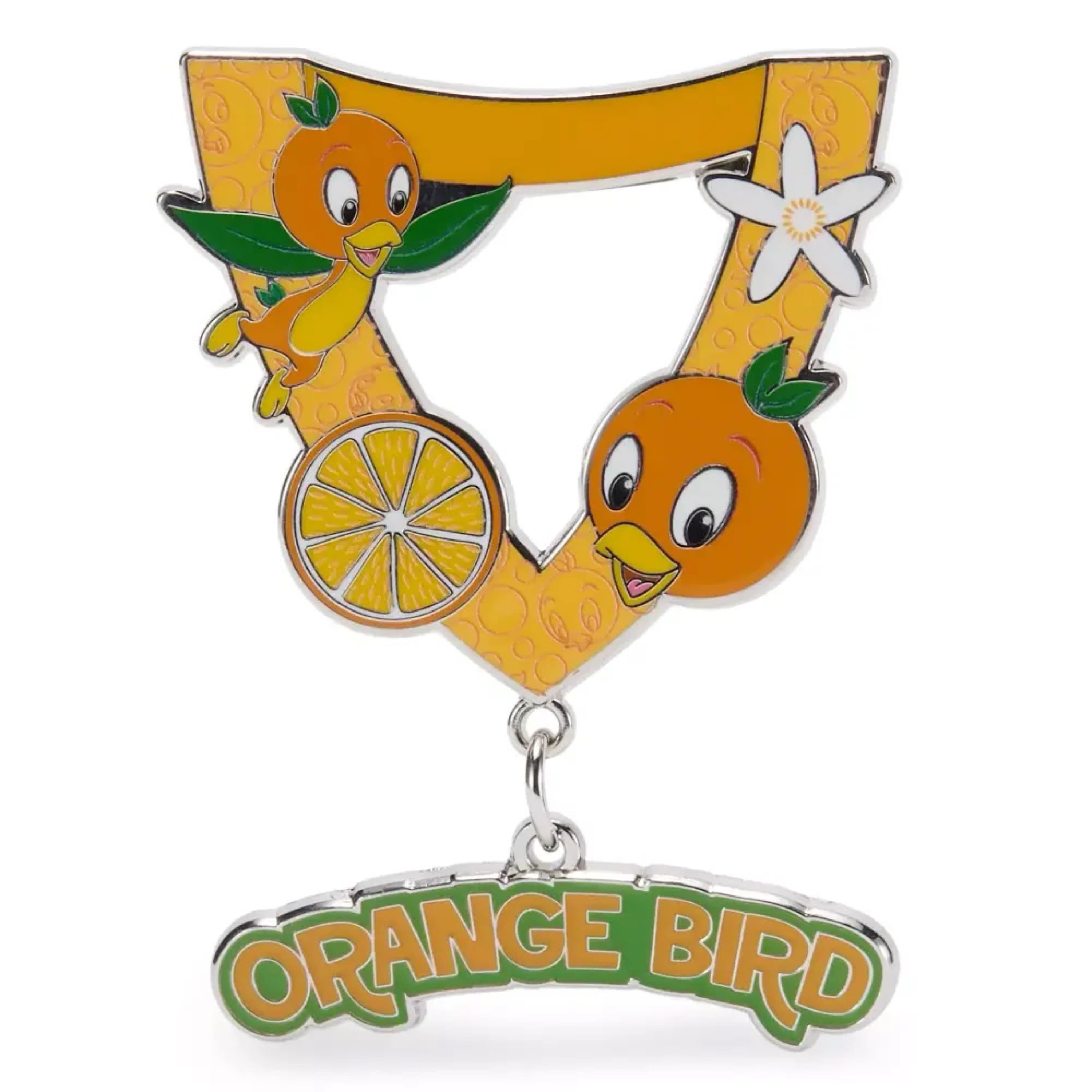 Orange Bird Pin Trading Lanyard Dangle front