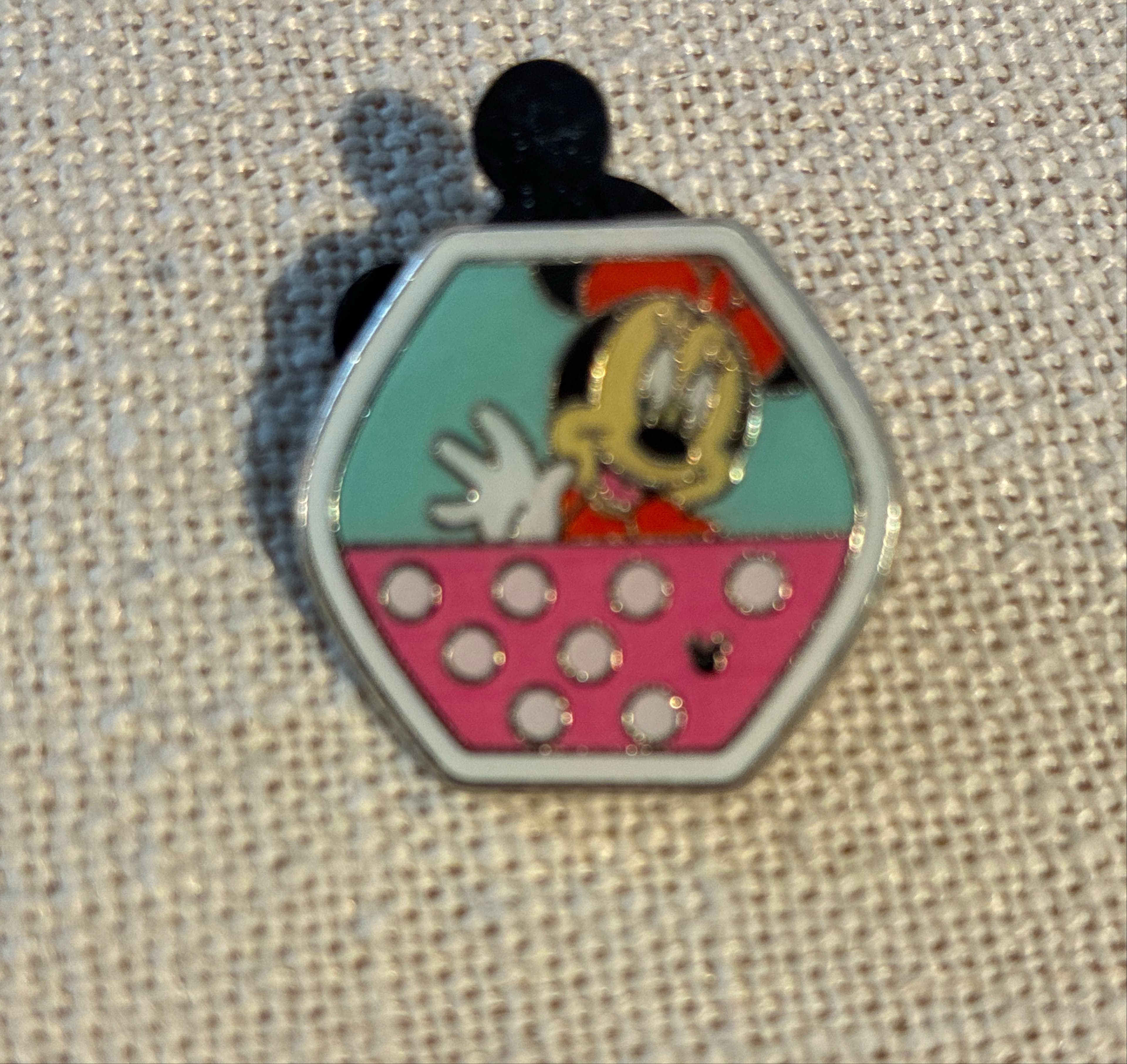 Minnie Mouse Waving Hexagon Hidden Mickey Pin
