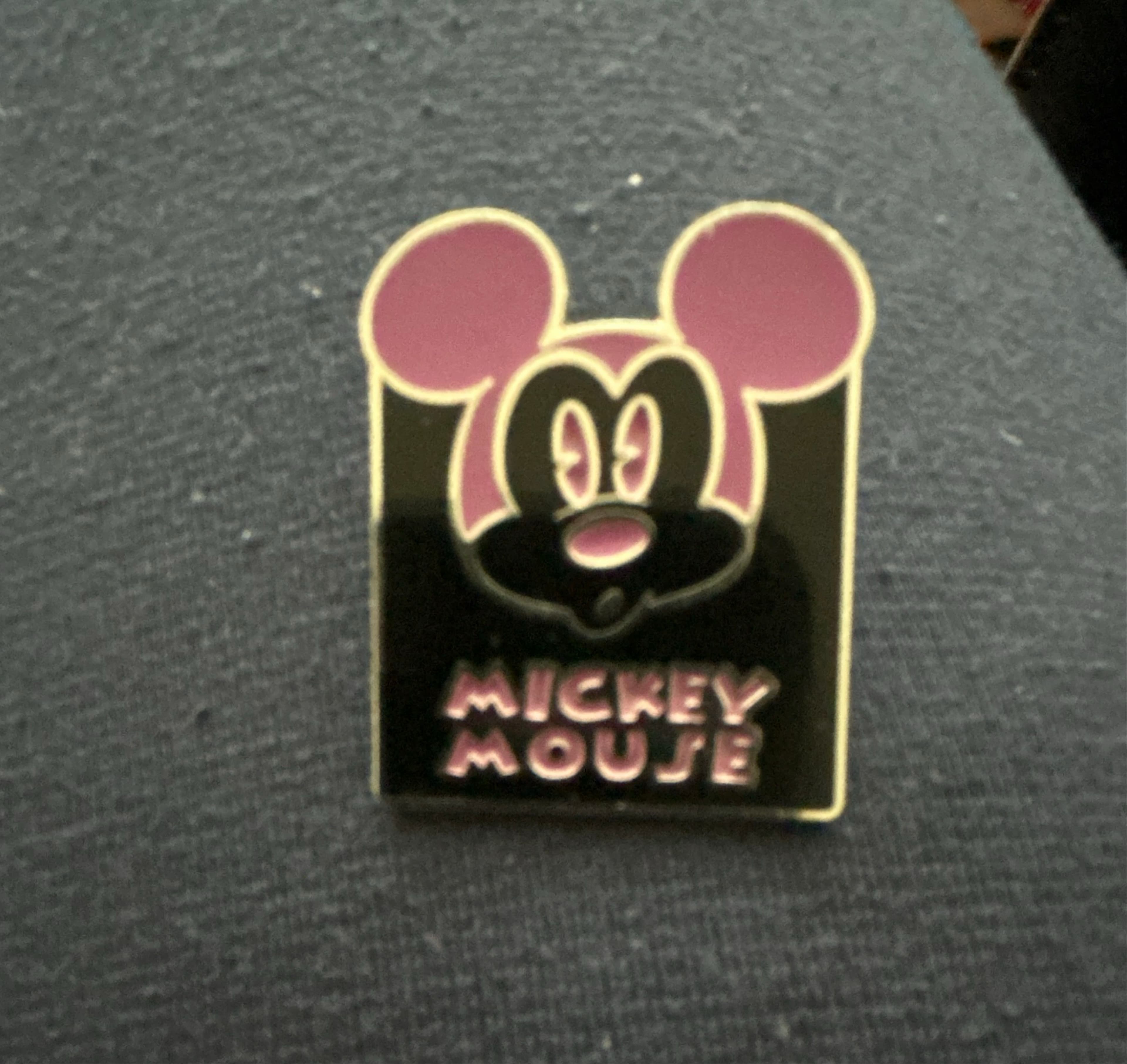 Mickey Mouse Purple and Black with 'MICKEY MOUSE' Text Pin