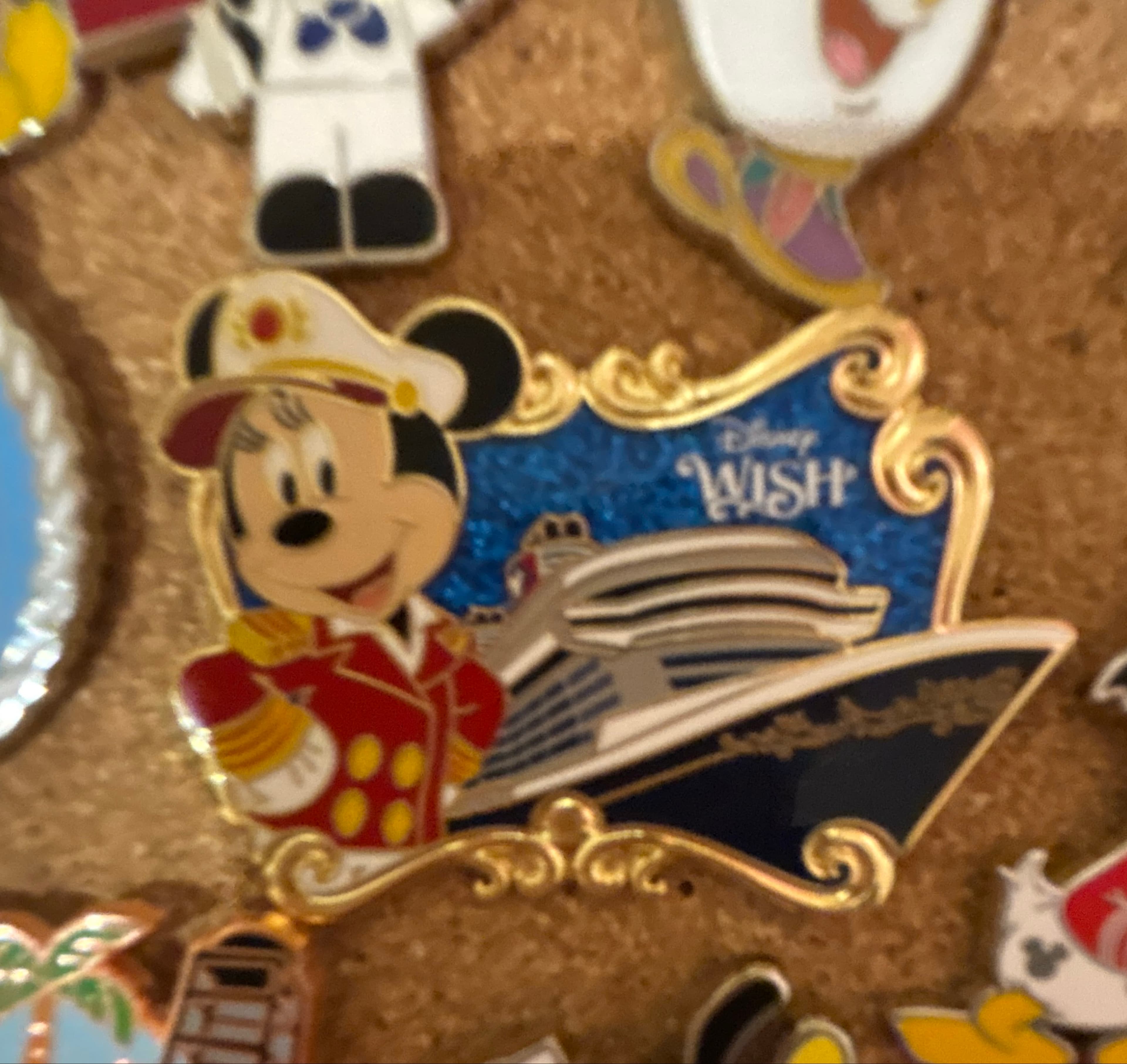Captain Minnie Mouse and Disney Wish Cruise Ship Pin