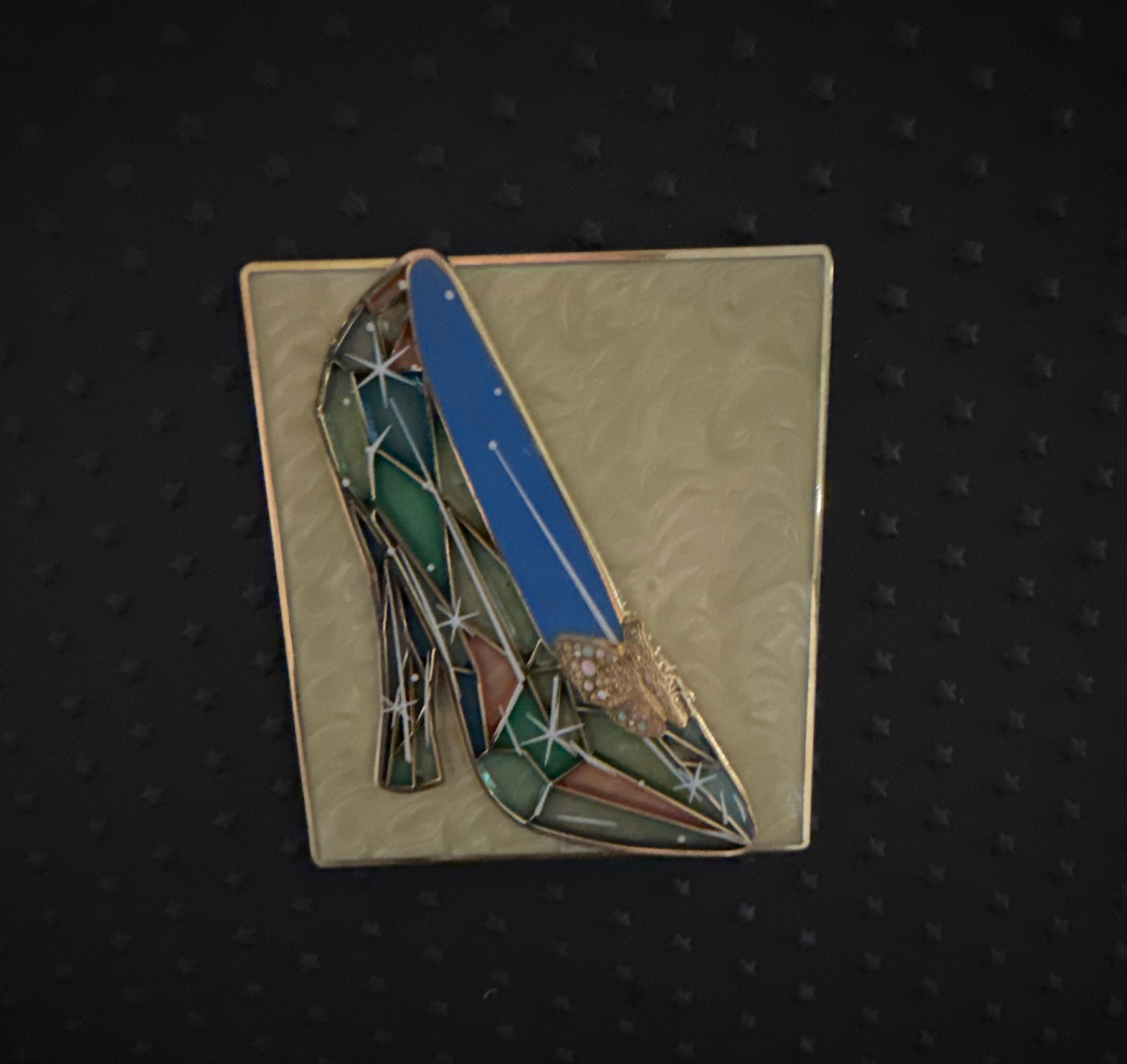 Cinderella Stained Glass Slipper with Stars Pin