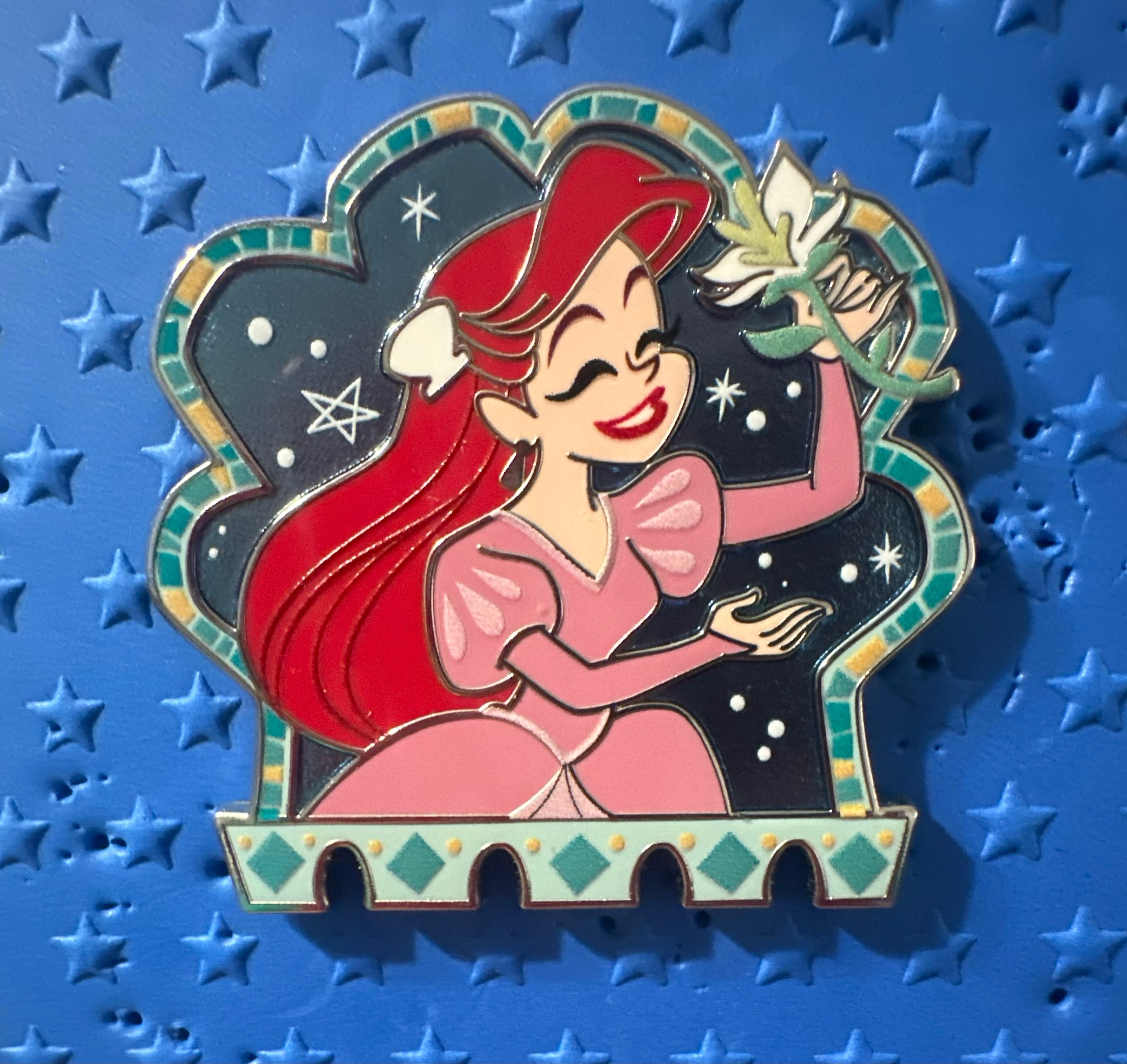 Princess Ariel Pink Dress Flower Series Pin