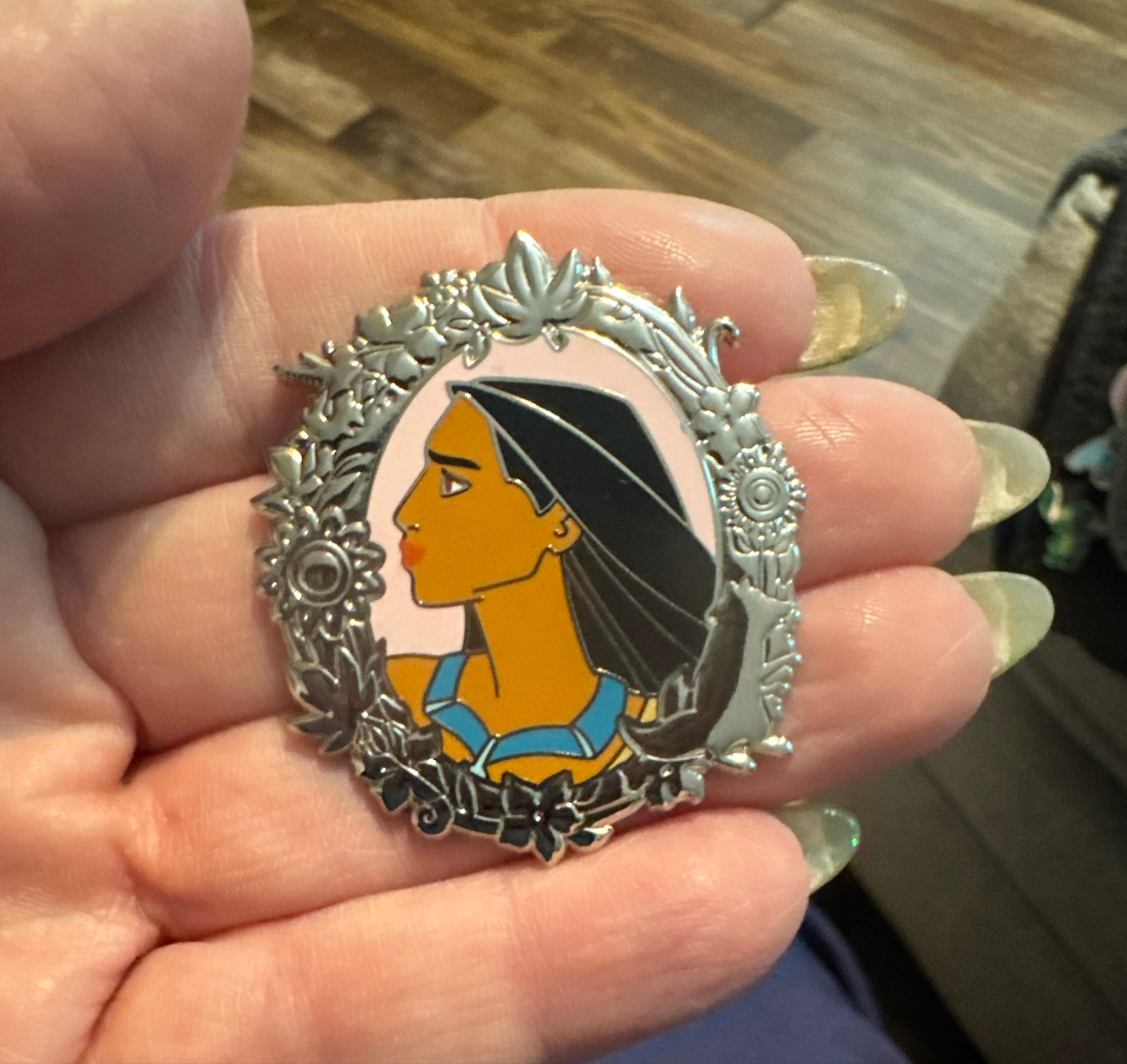 Pocahontas Princess Portrait Silver Frame Pin