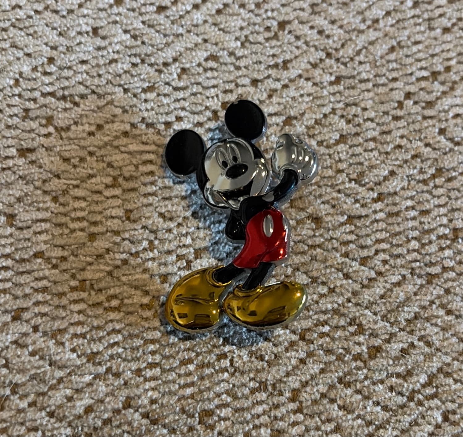 Mickey Mouse Classic Pose Chrome Pin with Gold Shoes