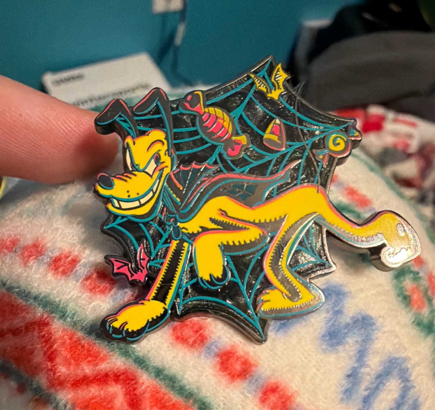 Disney Parks Happy Halloween Pluto Spider Web & Candy Pin