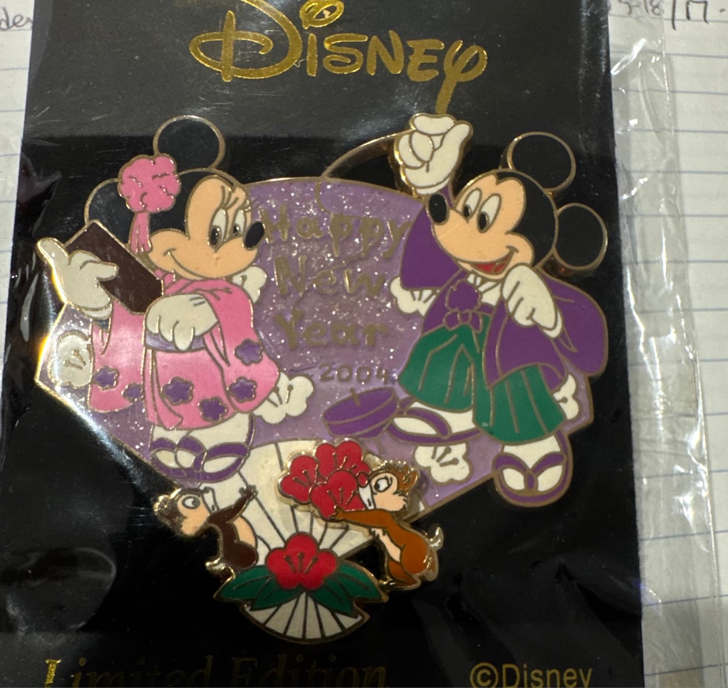 Mickey Minnie Chip & Dale Japanese Fan Happy New Year 2004