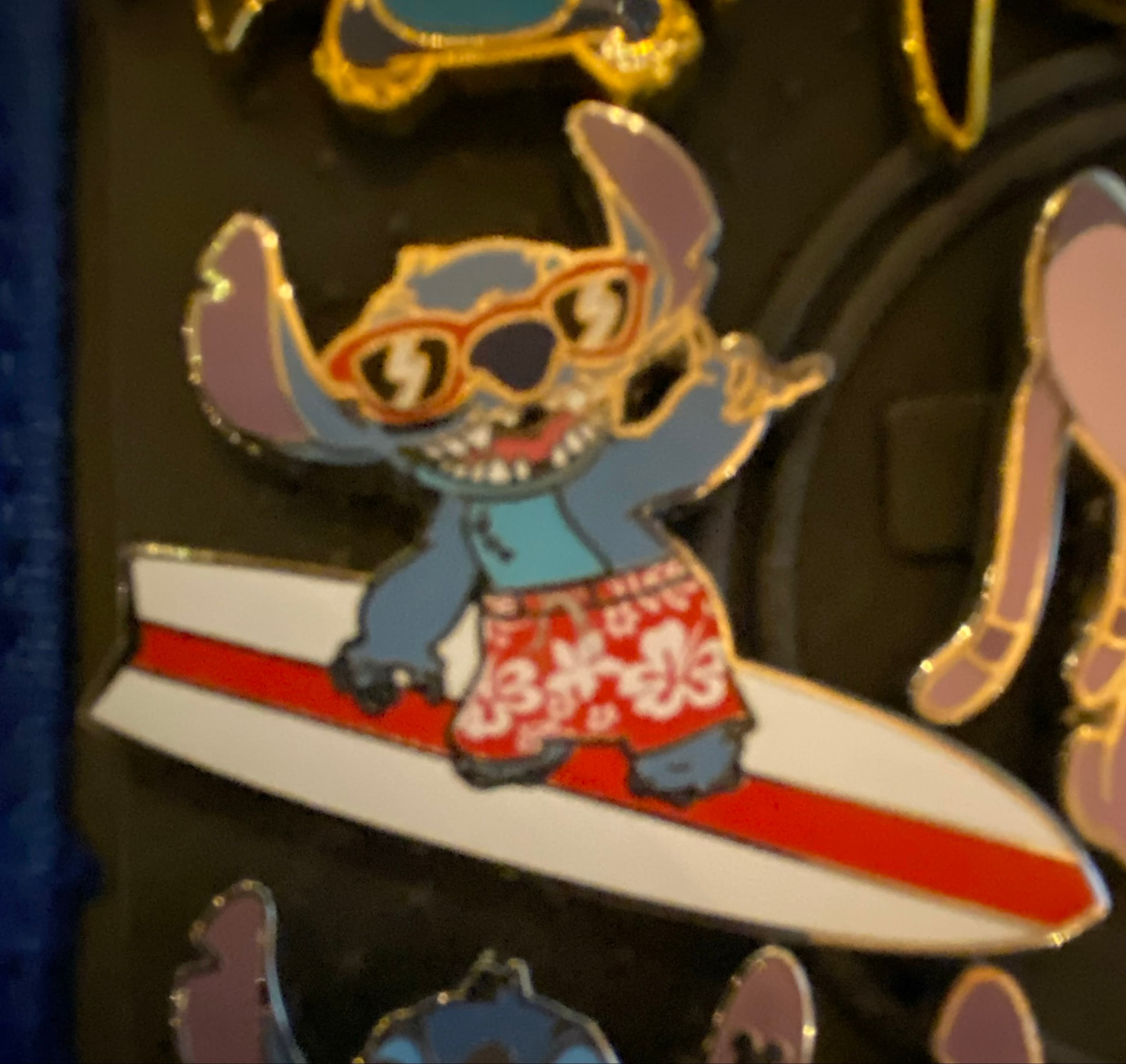Stitch On Surfboard in Red Sunglasses