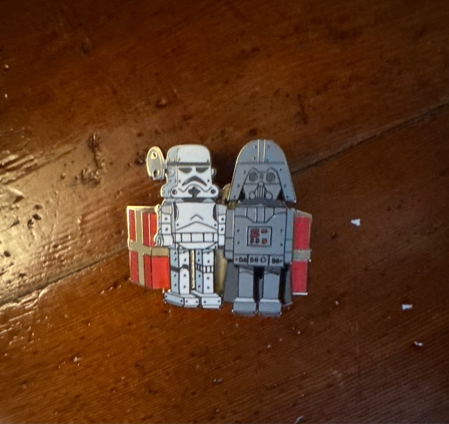 Disney Parks Star Wars Darth Vader and Stormtrooper Wind Up Toy Holiday Pin