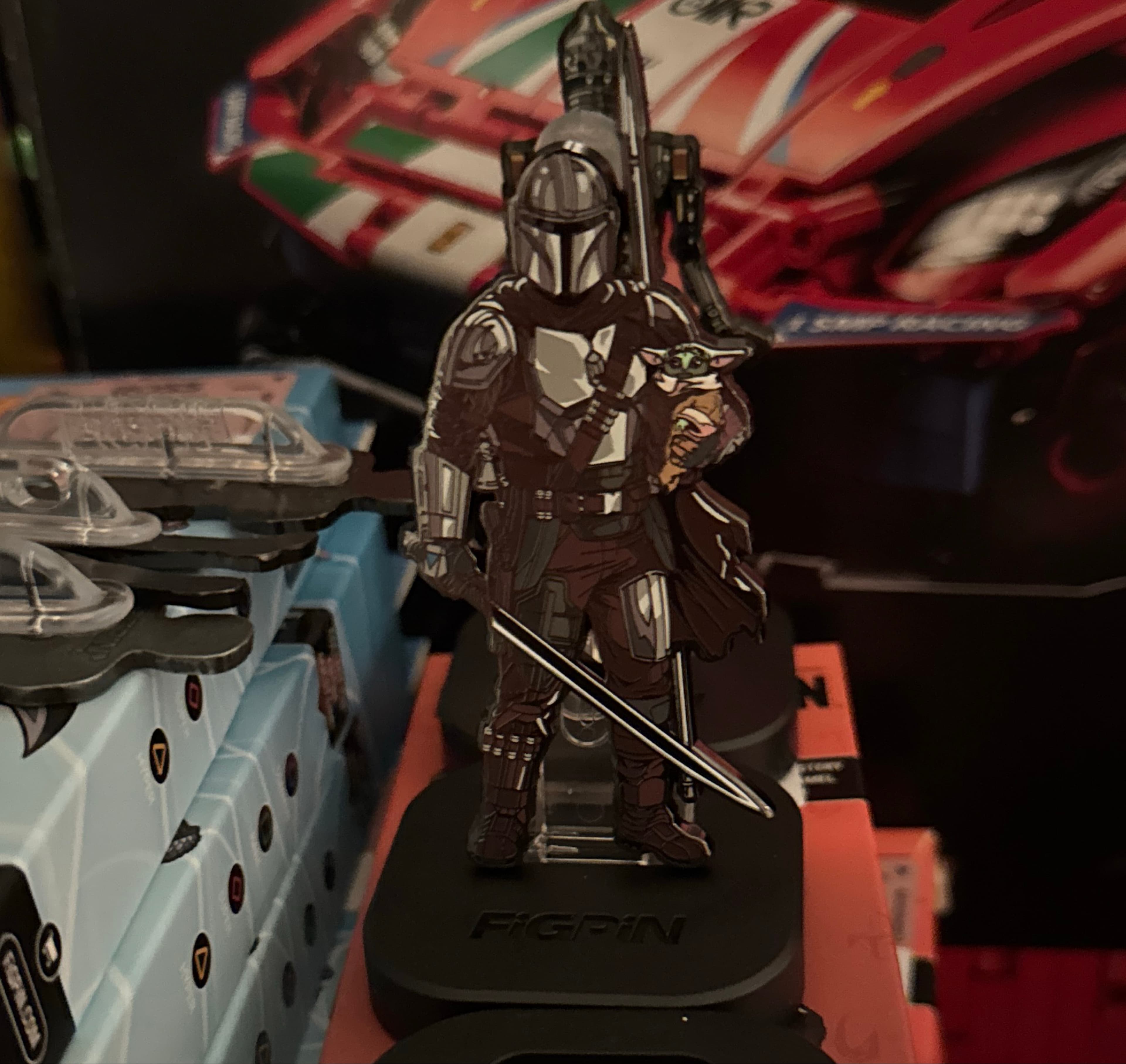 The Mandalorian with Grogu and Darksaber - Star Wars: The Mandalorian - FiGPiN