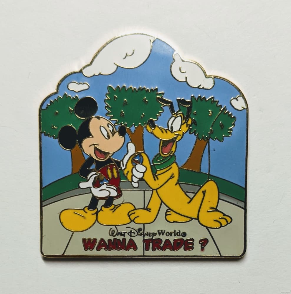 Mickey & Pluto "Wanna Trade?" with Park Background