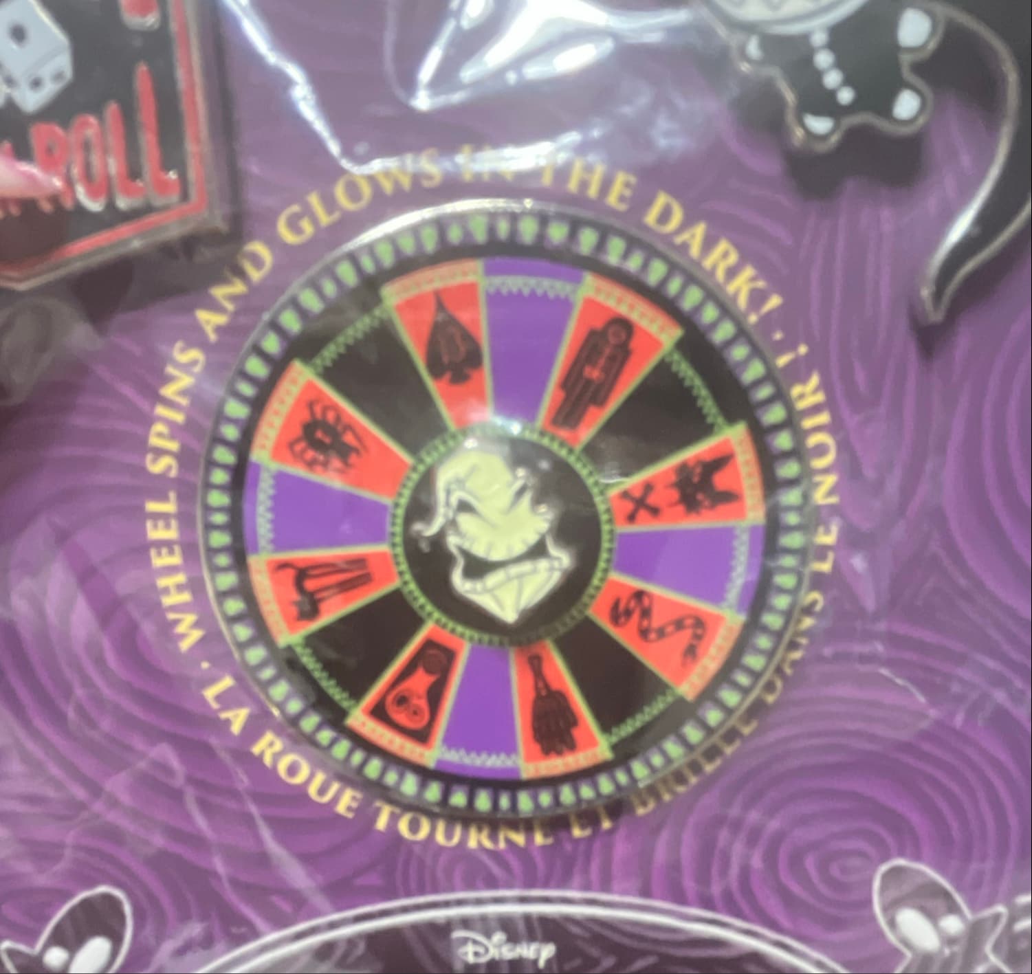 Oogie Boogie Wheel of Fortune Spinner Glow-in-the-Dark Pin