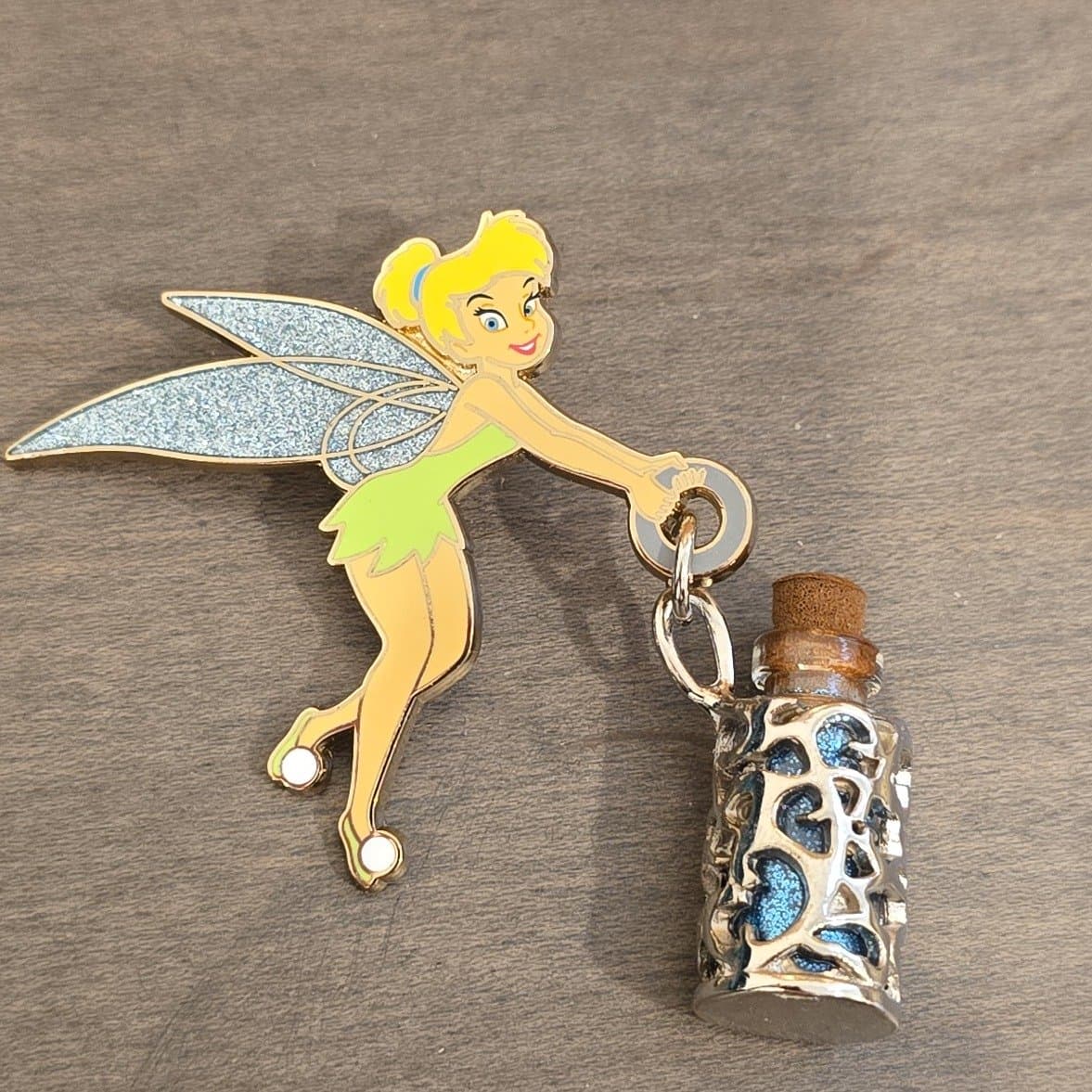 Tinker Bell with Pixie Dust Vial Dangle Pin