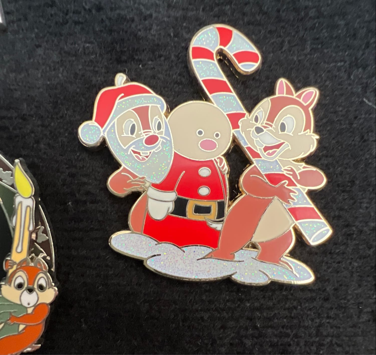 Chip and Dale with a Candy Cane and Santa Candle