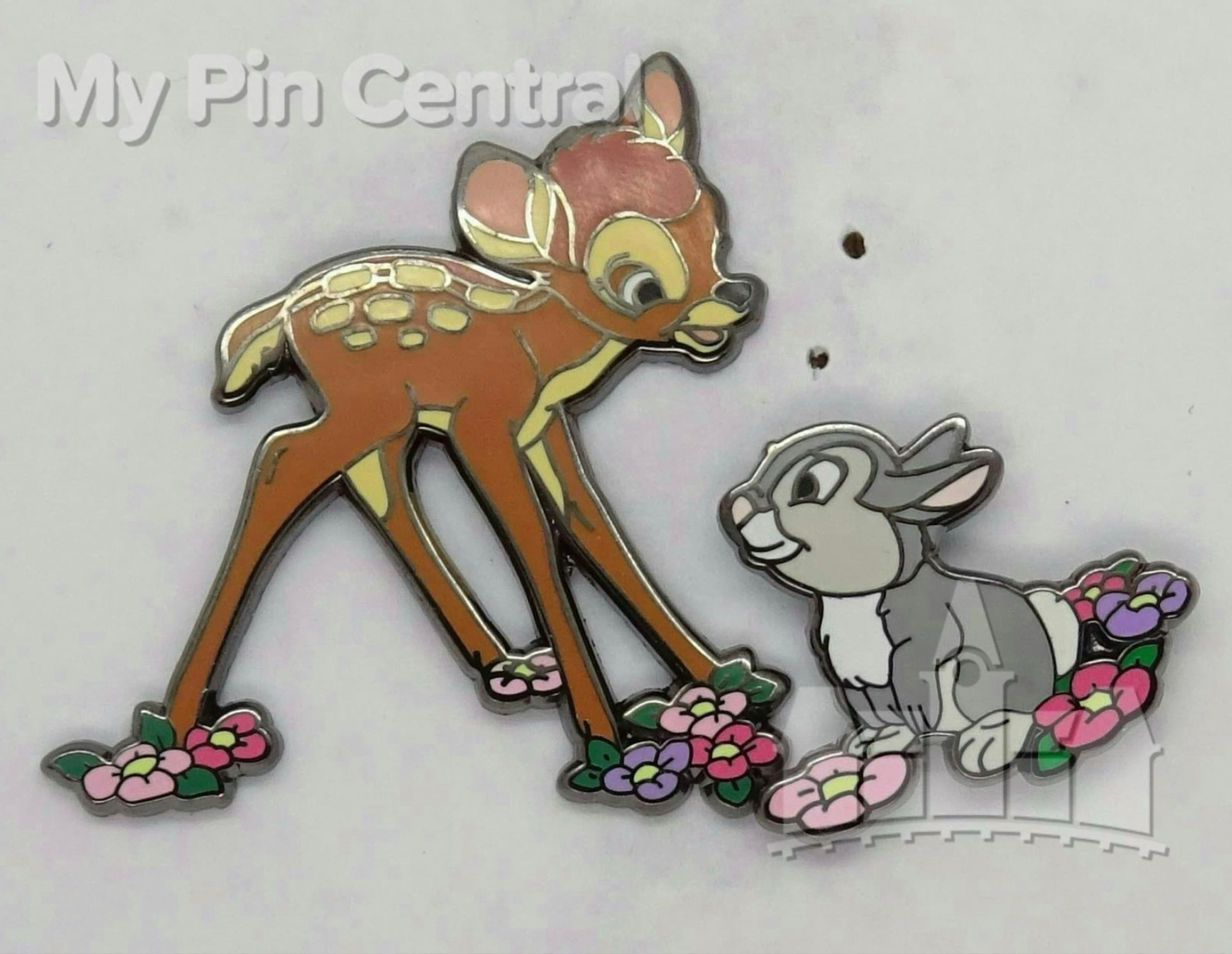 Bambi & Thumper on Flowers Pin