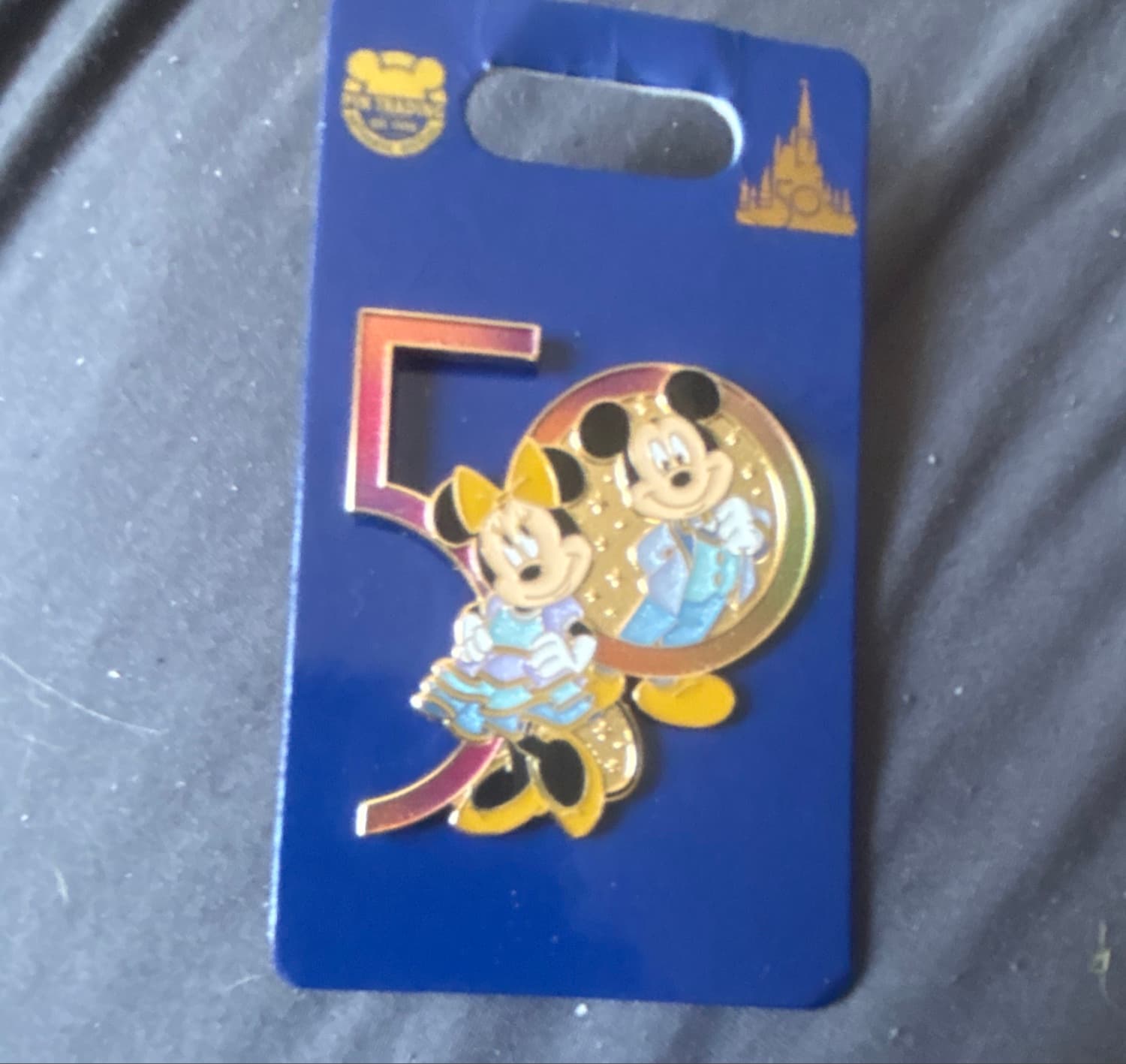 Mickey and Minnie Mouse Walt Disney World 50th Anniversary Celebration Pin front
