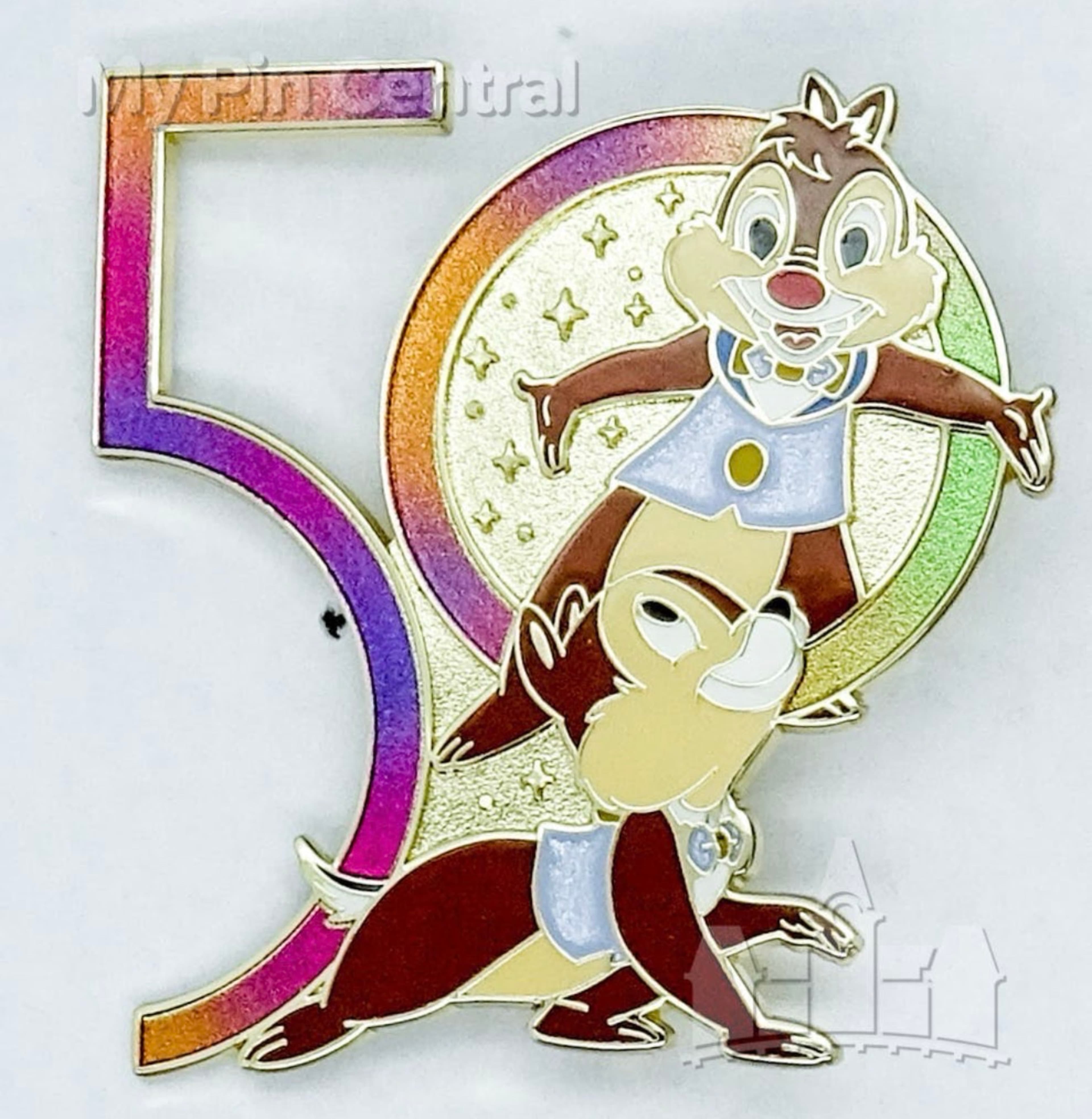 Walt Disney World 50th Anniversary Celebration – Chip 'n Dale Pin front