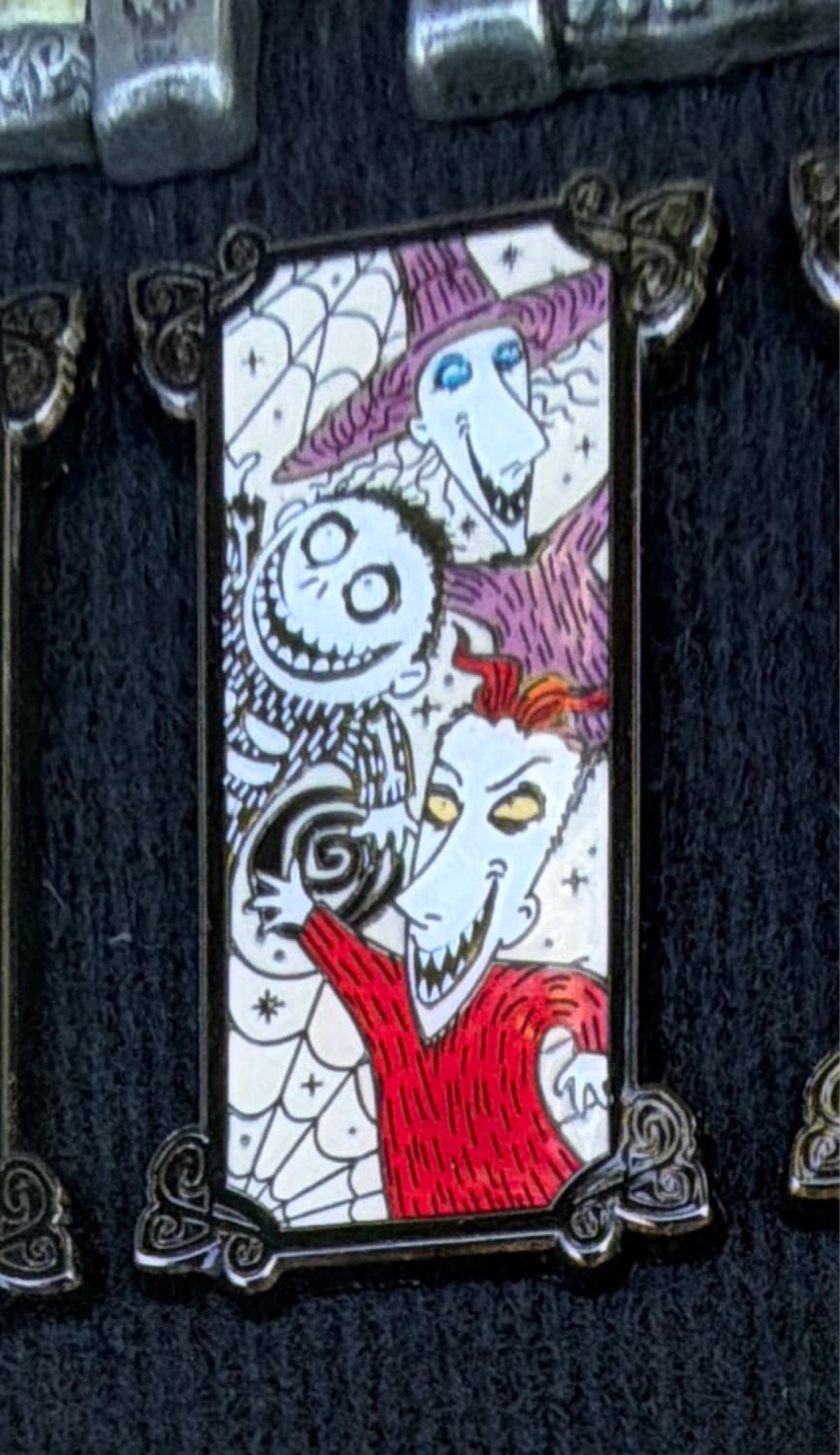 The Nightmare Before Christmas Lock Shock & Barrel Frame Enamel Pin