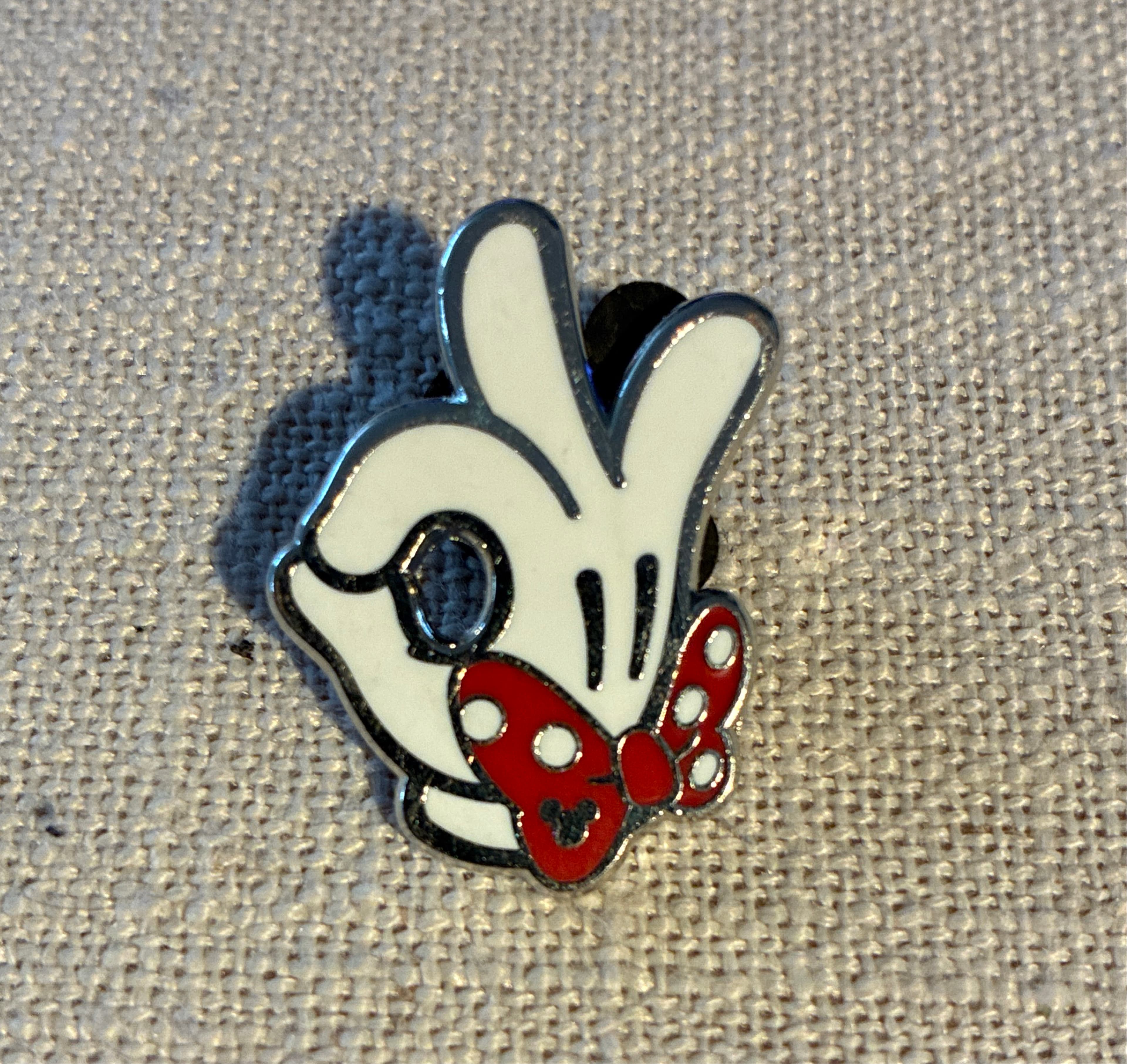 Minnie Mouse OK Sign Glove Hand with Red Bow - Hidden Mickey