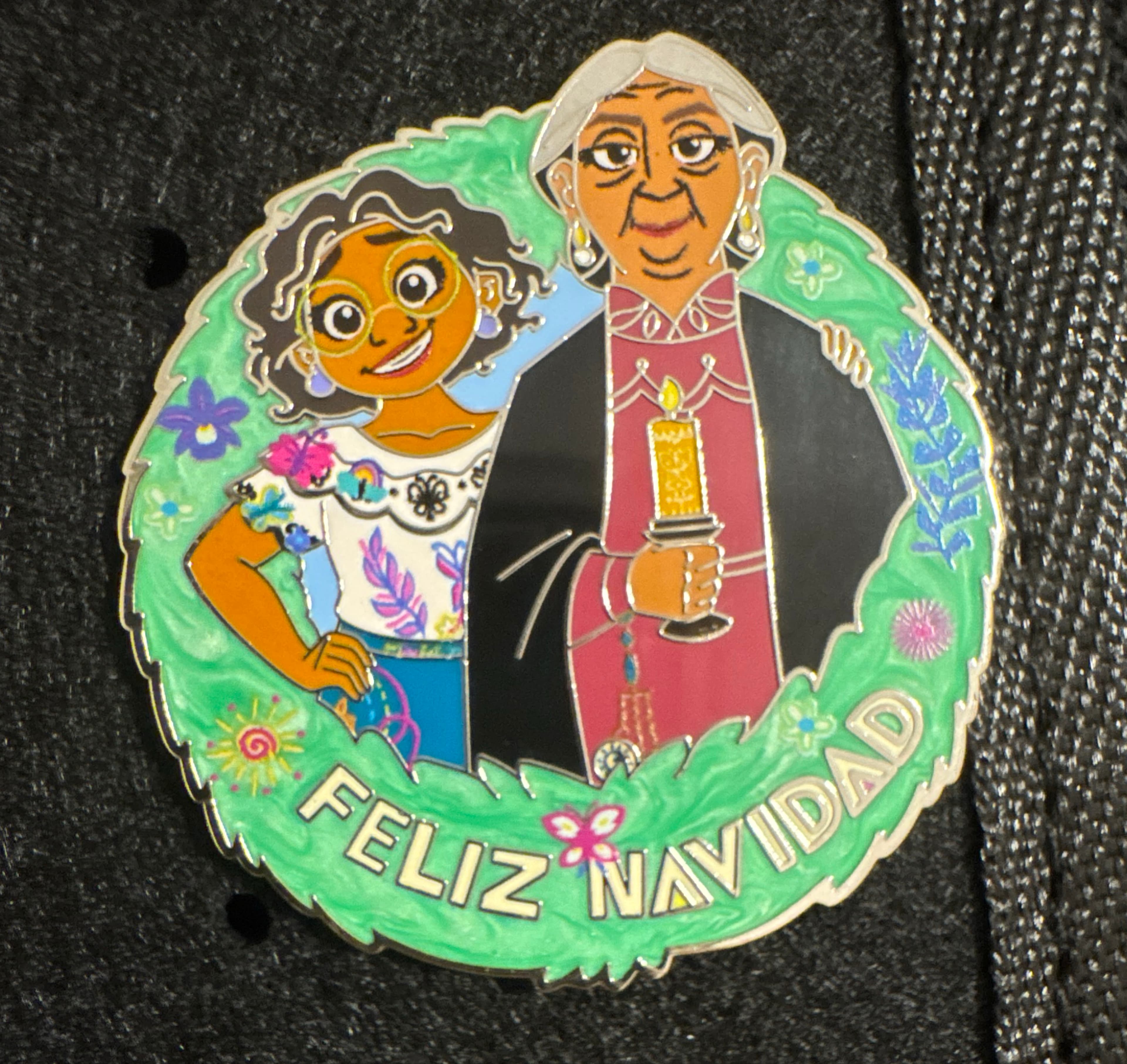 Encanto Feliz Navidad Mirabel and Abuela Alma Wreath Pin