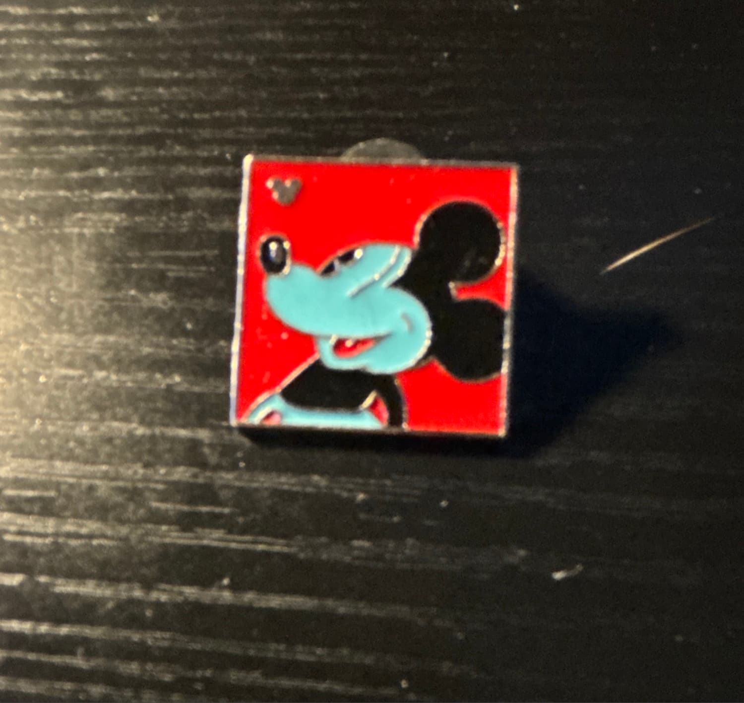 Hidden Mickey Mouse NEON RED SQUARE Pin front