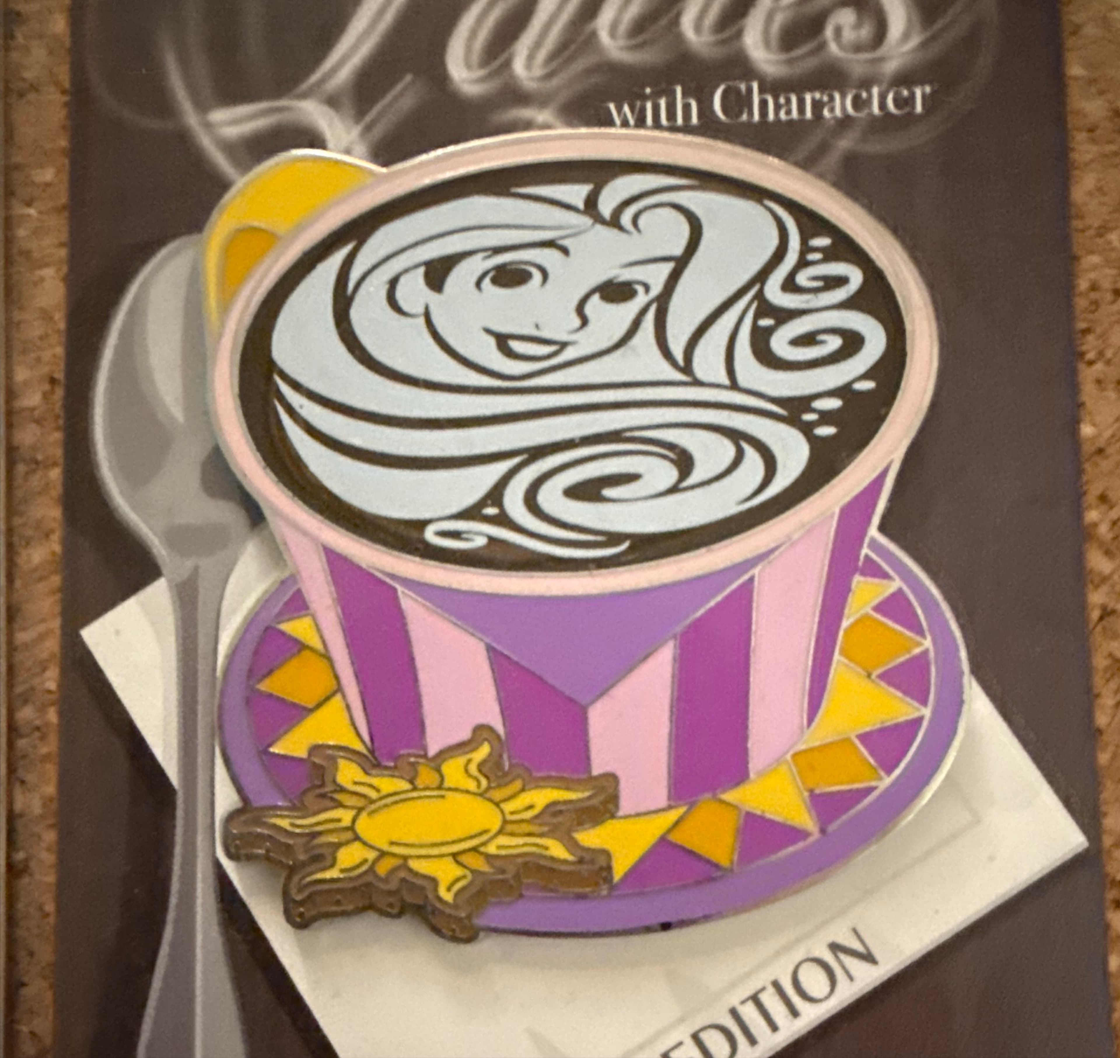 Rapunzel Latte with Character Pin front