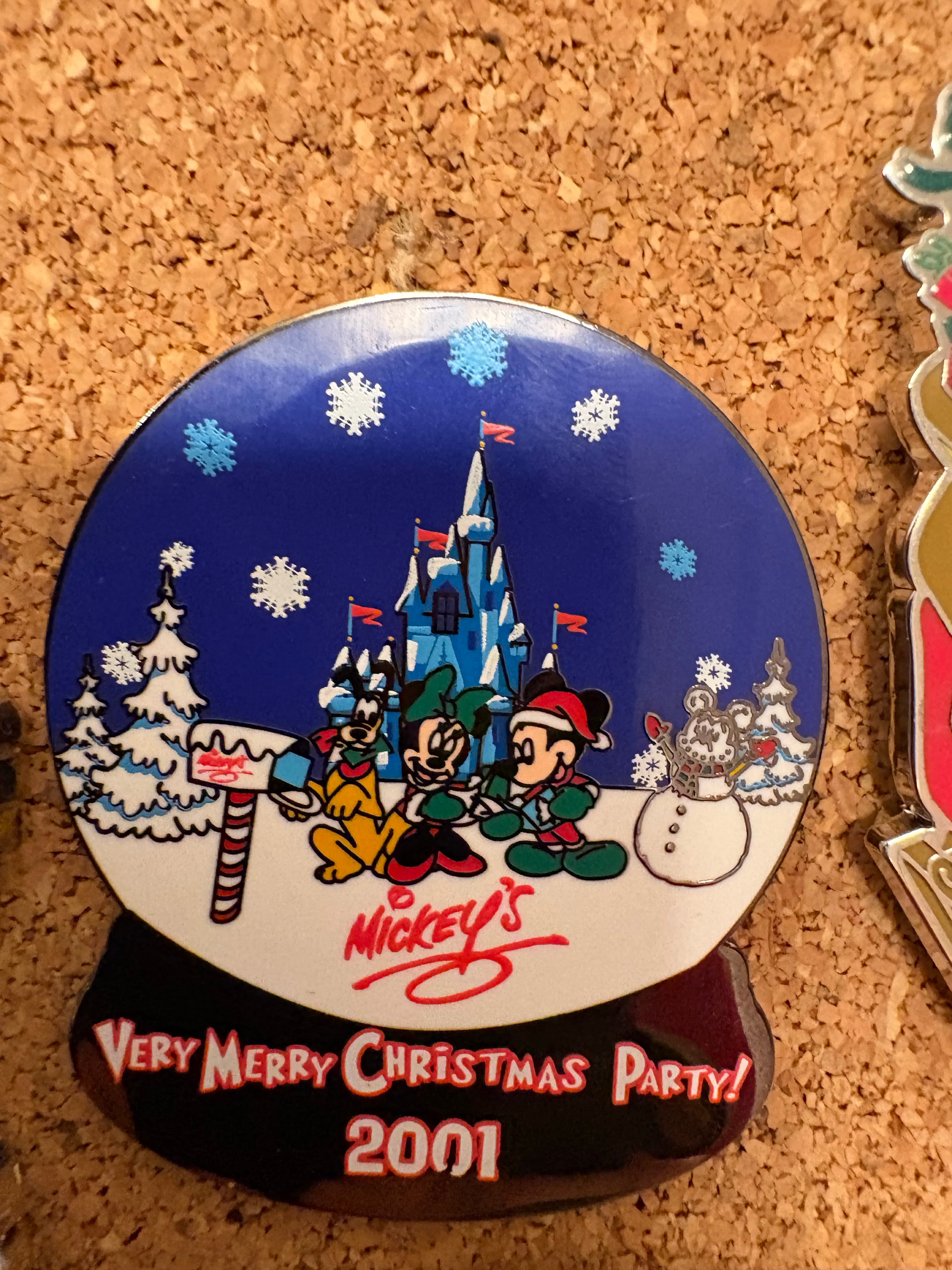 Mickey's Very Merry Christmas Party 2001 Snow Globe Pin