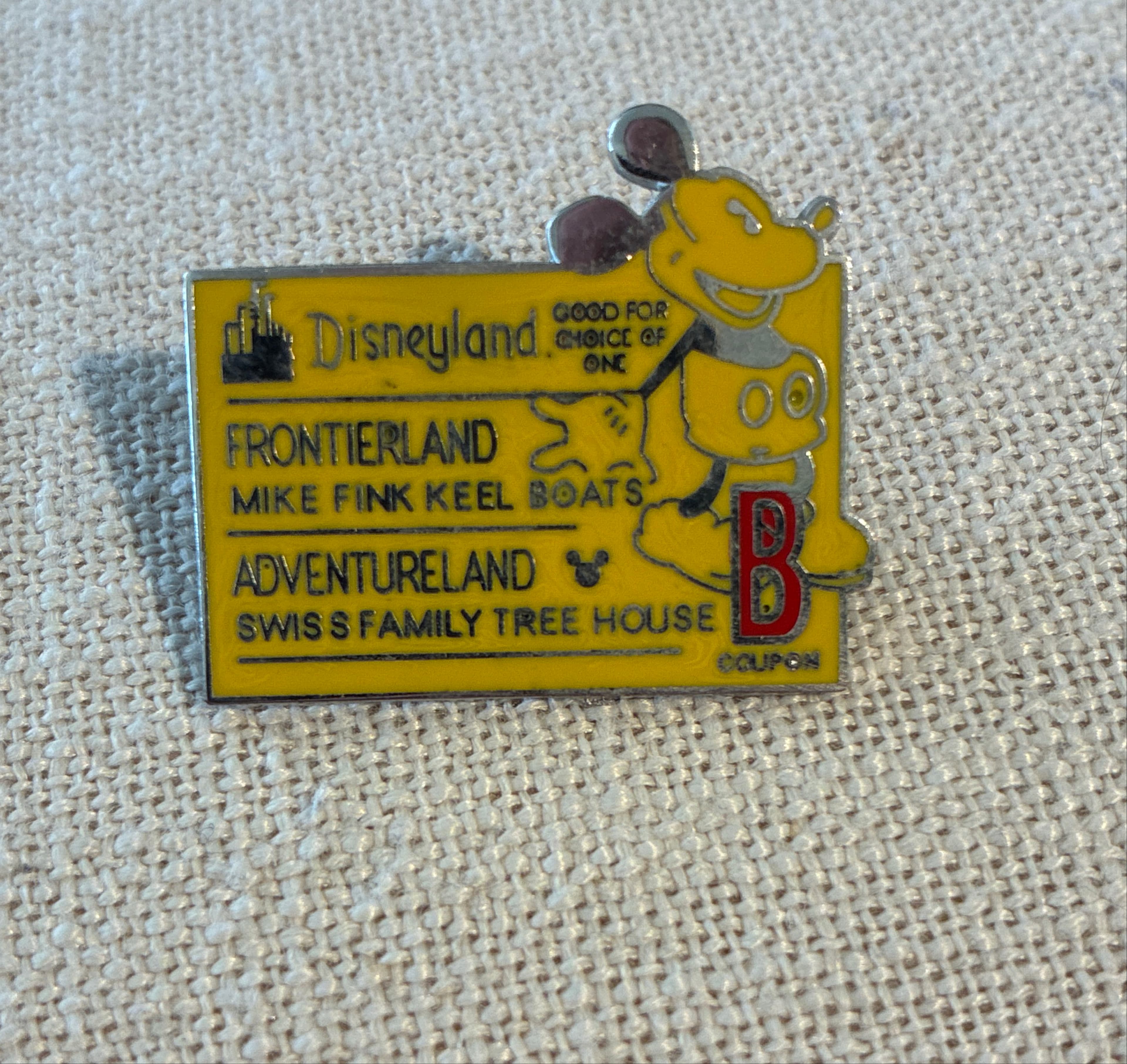 Mickey Mouse "B" Frontierland / Adventureland Ticket Pin